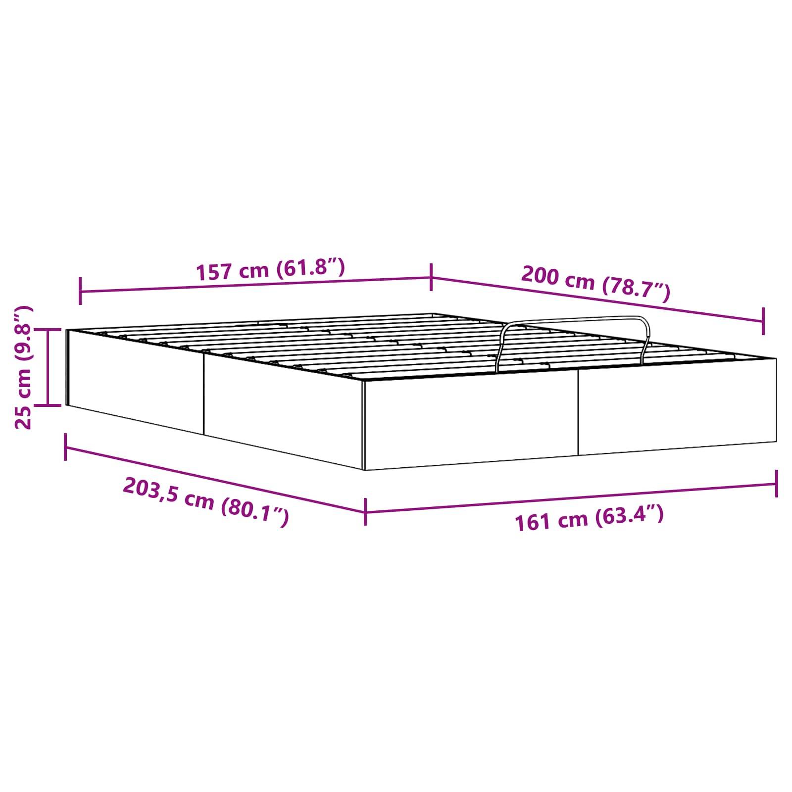 vidaXL Ottoman Bettgestell mit Stauraum Natur 160 x 200 cm