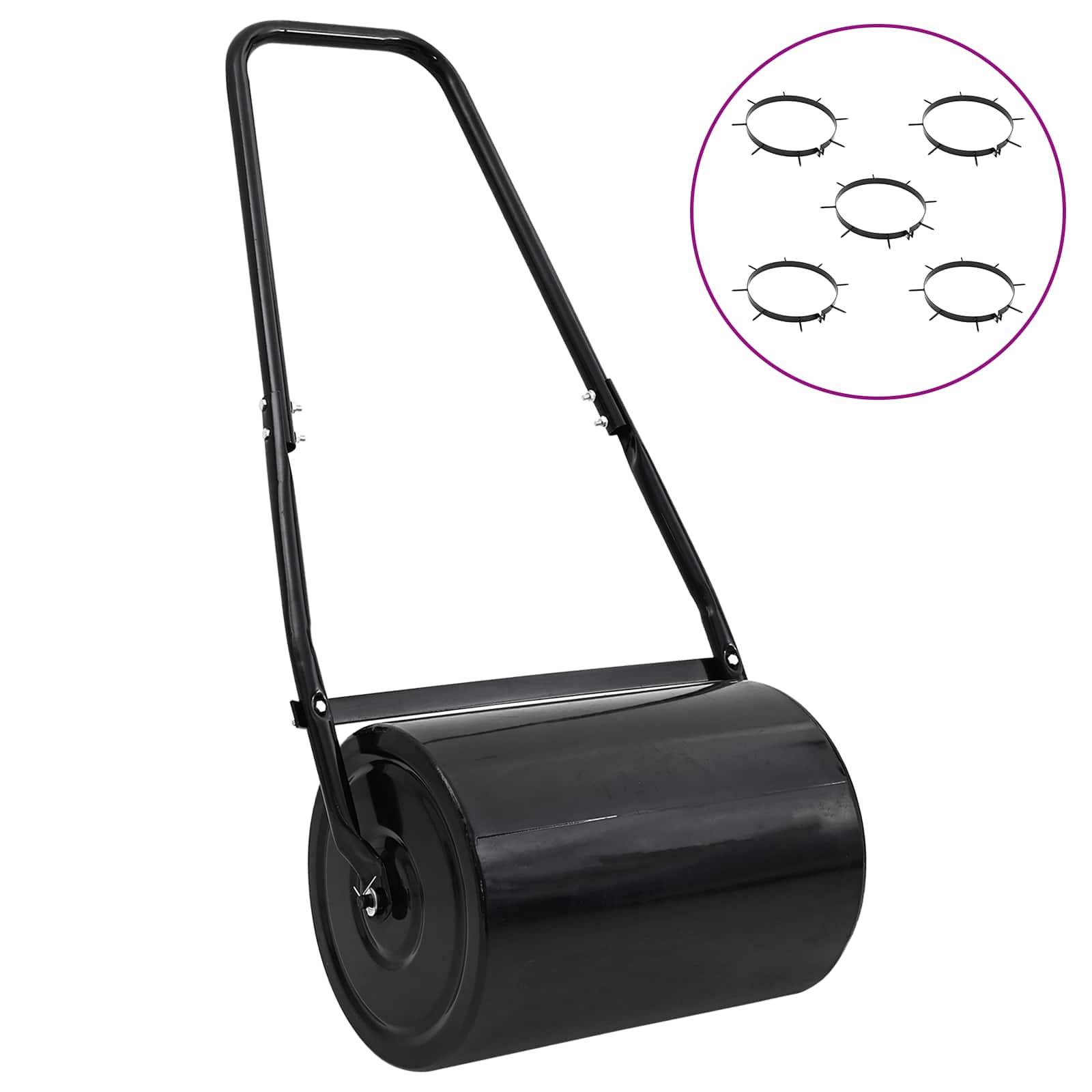 vidaXL Rasenwalze zum Ziehen mit Belüftungs-Clips Schwarz 110 x 52 cm
