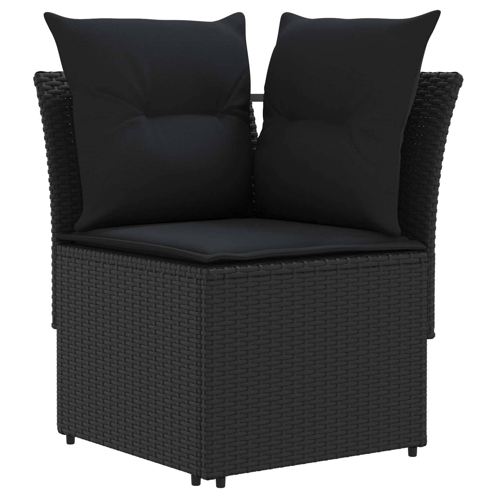 vidaXL Gartenarmsessel mit Ecksofa 2 Stück Schwarz PE-Rattan