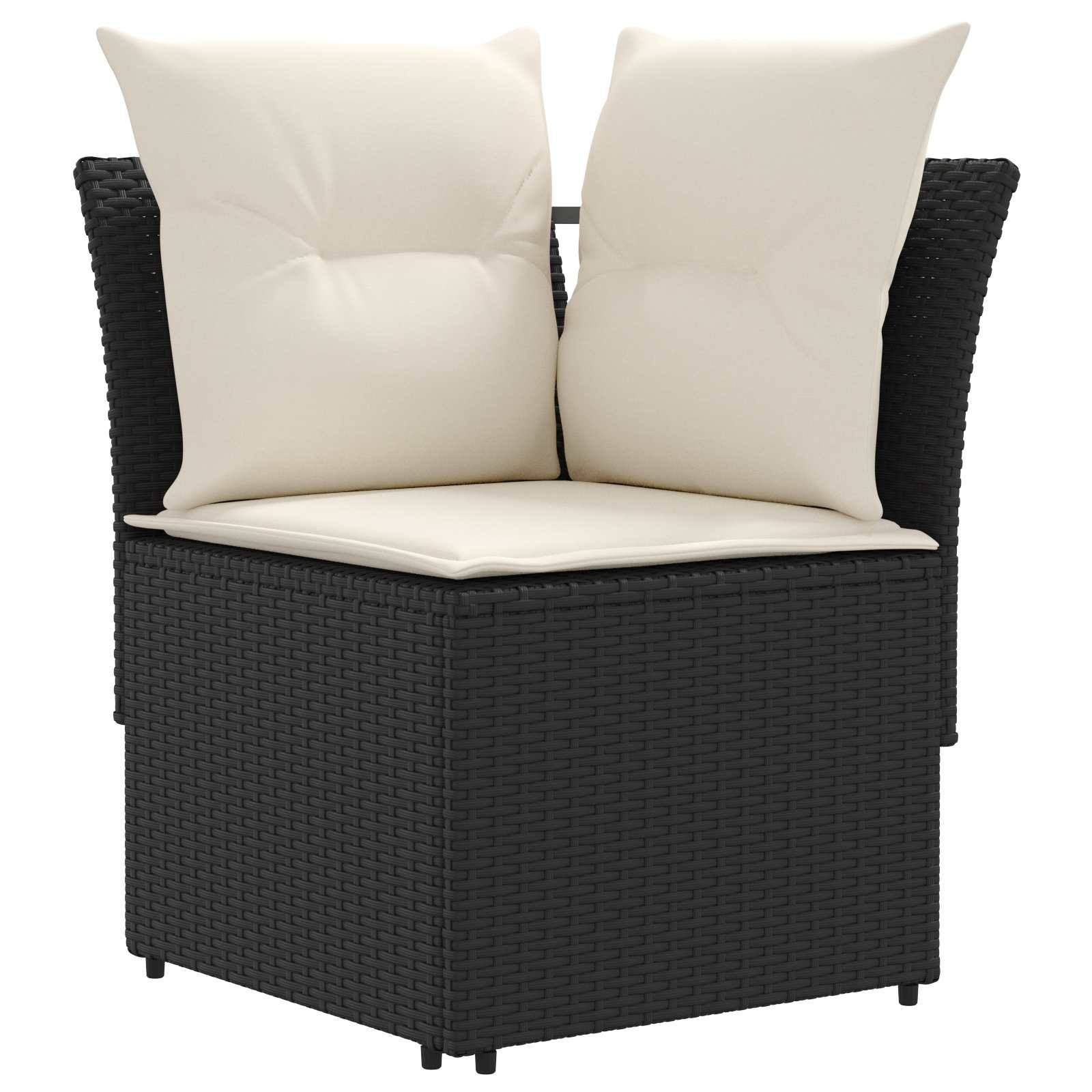 vidaXL Möbelsets mit Kissen 7 pcs Schwarz und Creme PE-Rattan