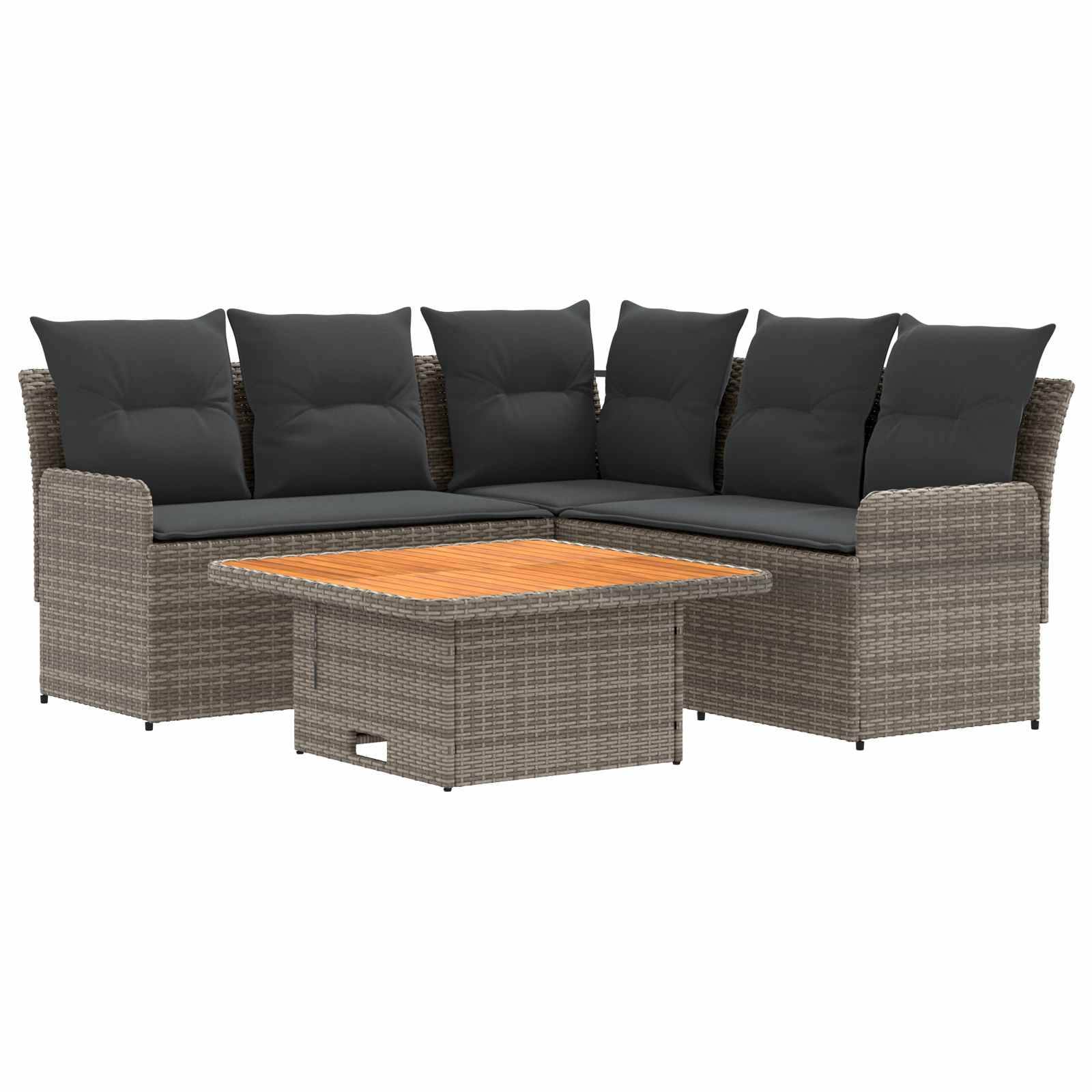vidaXL Möbelsets mit Kissen 4 pcs Grau und Dunkelgrau PE-Rattan