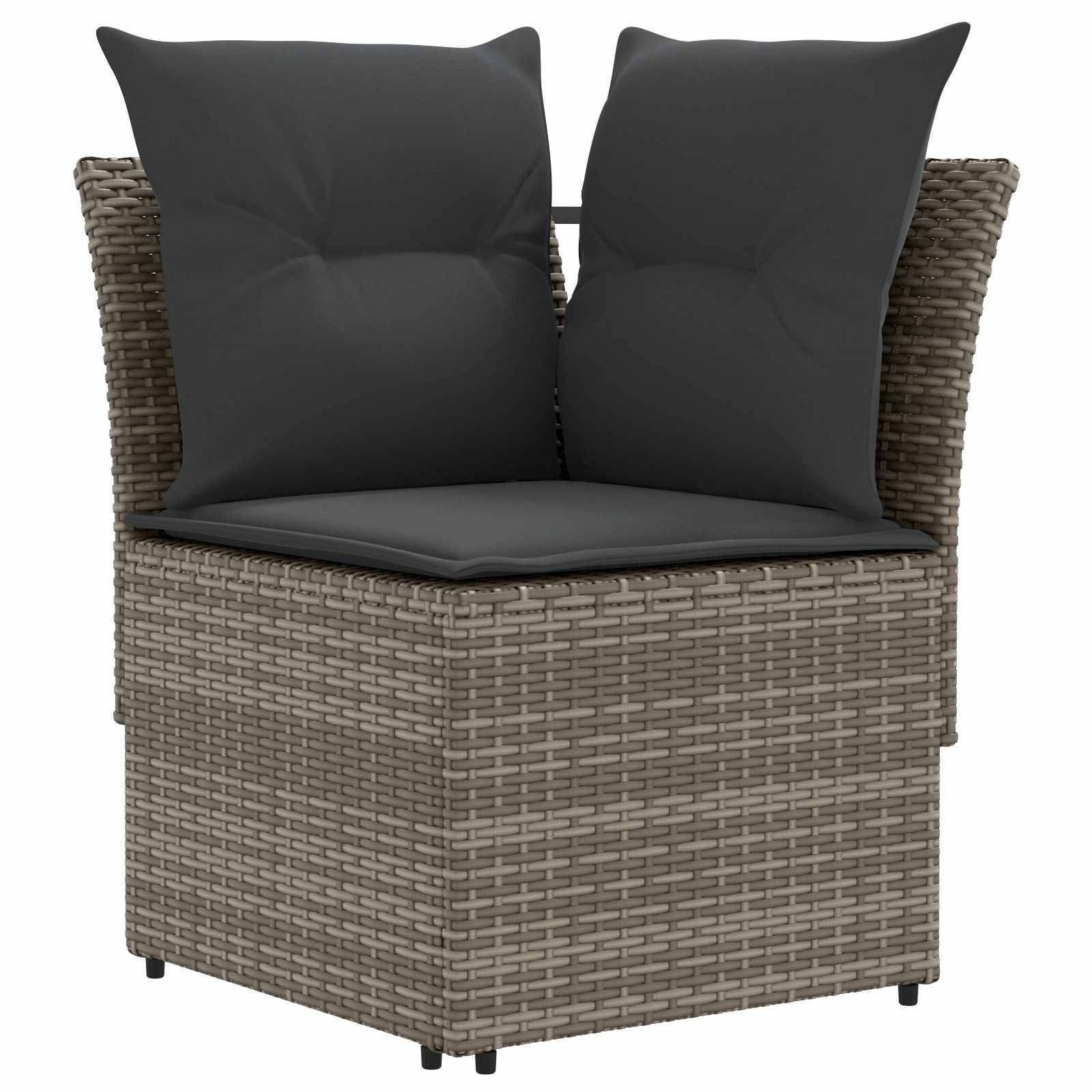 vidaXL Gartenarmsessel mit Ecksofa 2 Stück Grau und Dunkelgrau