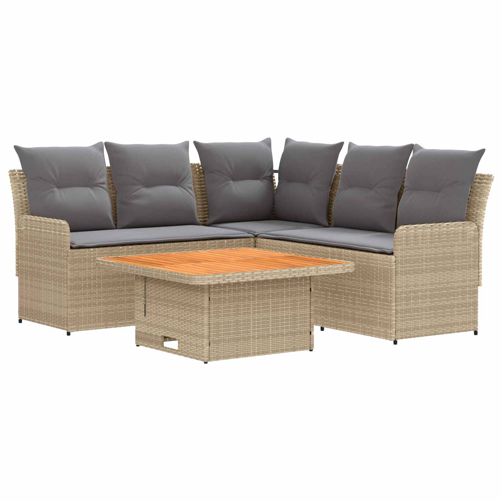 vidaXL Möbelsets mit Kissen 4 pcs Beige und Hellgrau PE-Rattan