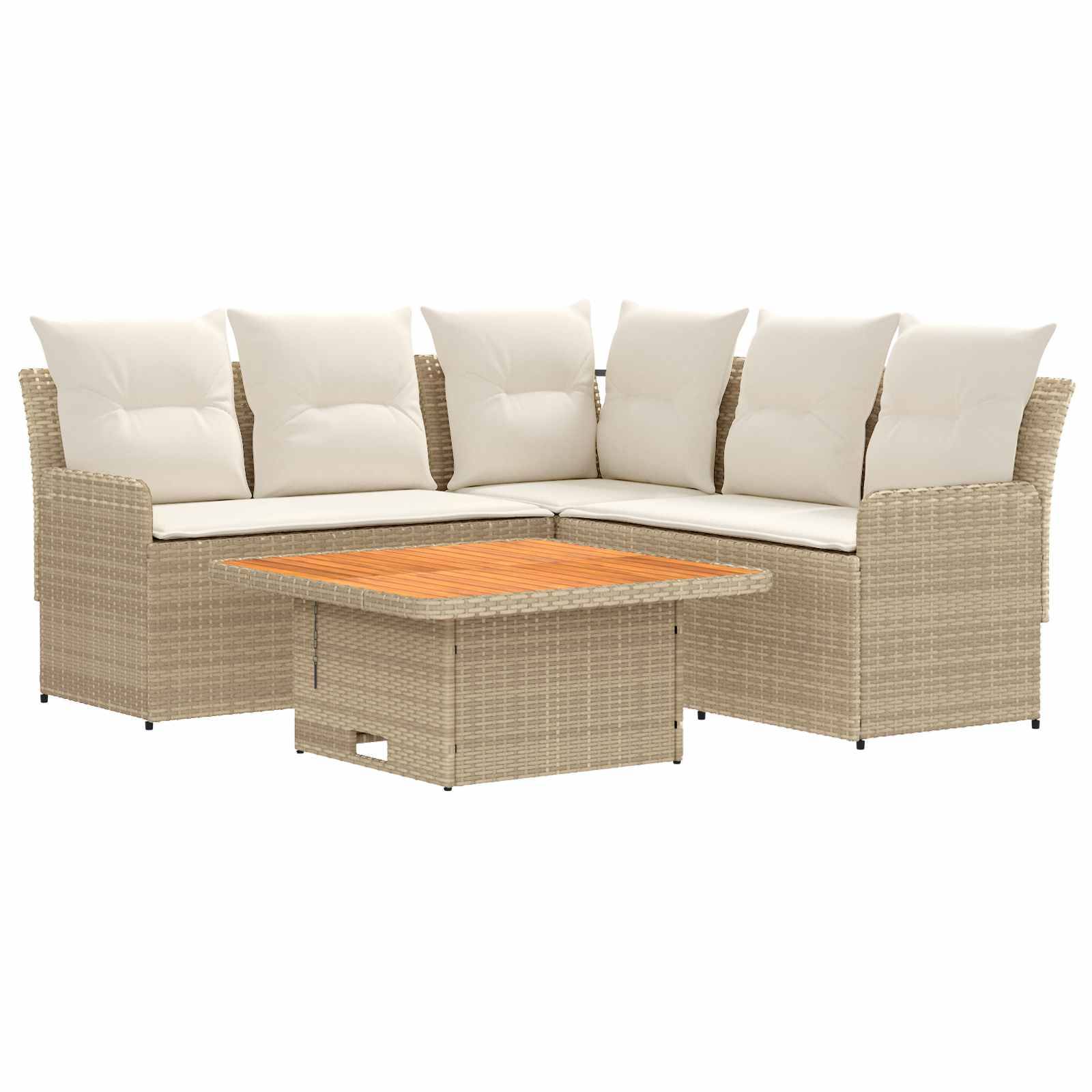 vidaXL Möbelsets mit Kissen 4 pcs Beige und Creme PE-Rattan
