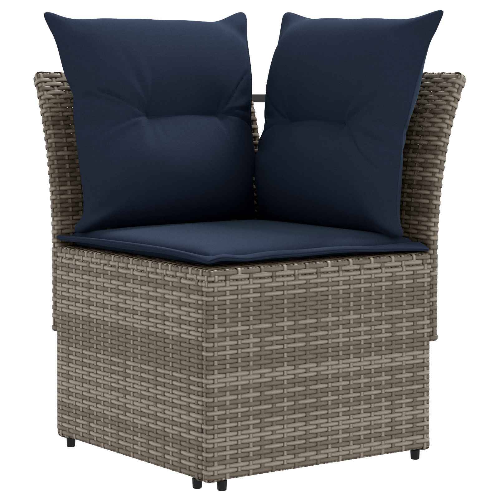 vidaXL Möbelsets mit Kissen 8 pcs Grau und Marineblau PE-Rattan