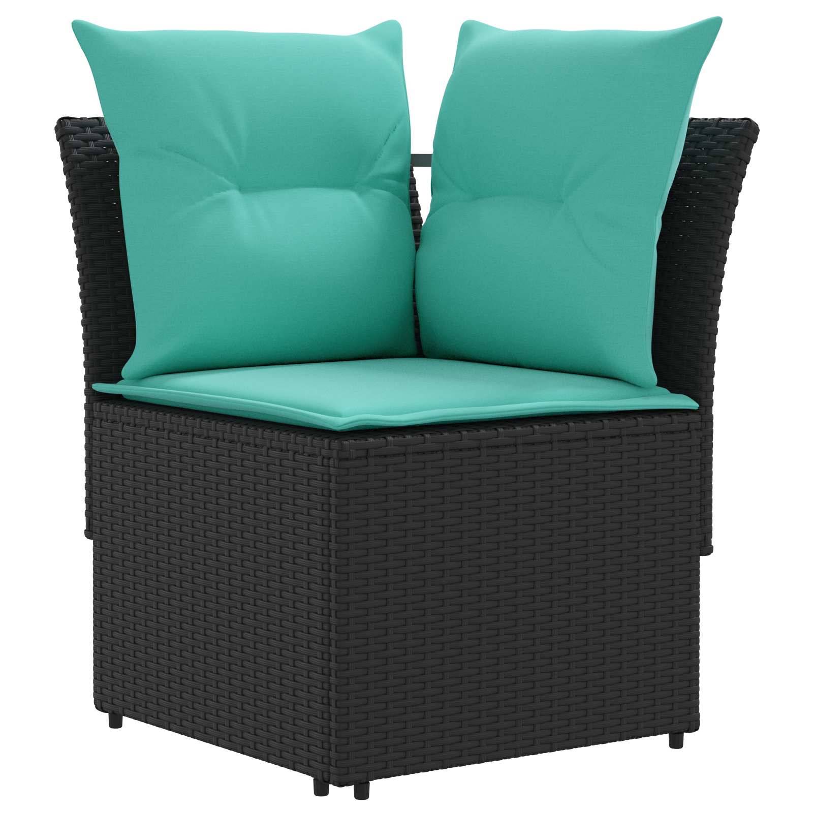 vidaXL Möbelsets mit Kissen 4 pcs Schwarz und Türkis PE-Rattan