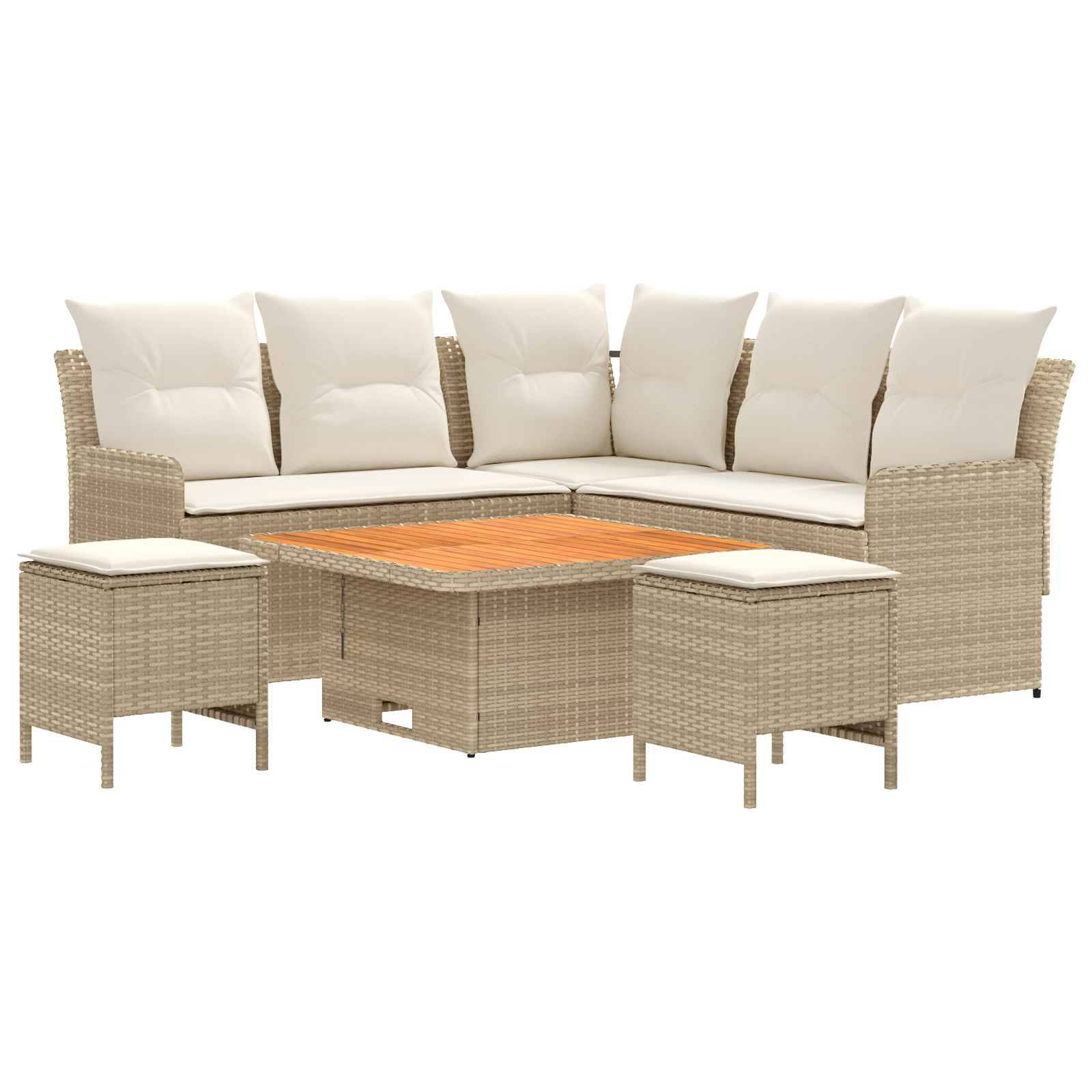 vidaXL Möbelsets mit Kissen 6 pcs Beige und Creme PE-Rattan