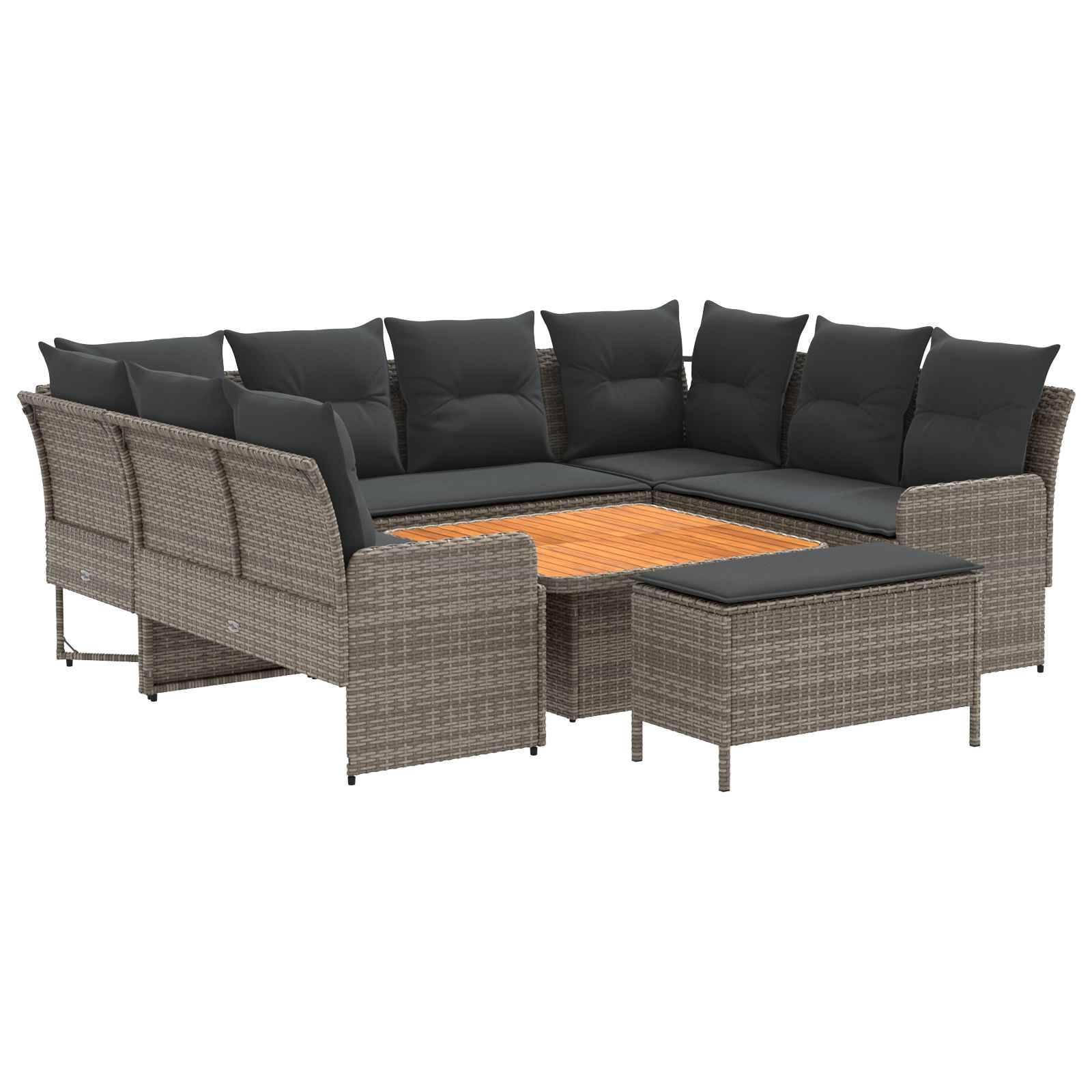 vidaXL Möbelsets mit Kissen 7 pcs Grau und Dunkelgrau PE-Rattan