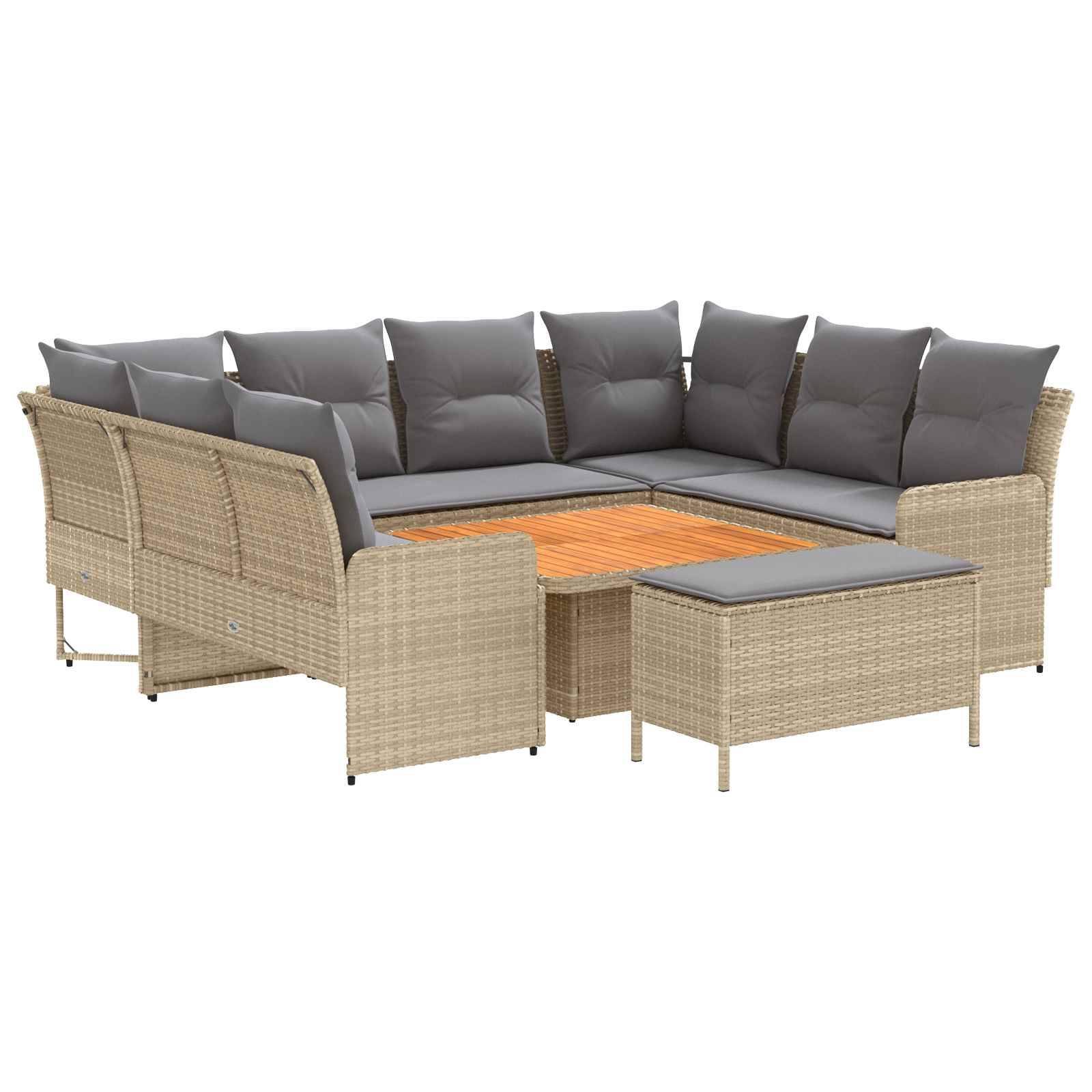 vidaXL Möbelsets mit Kissen 7 pcs Beige und Hellgrau PE-Rattan