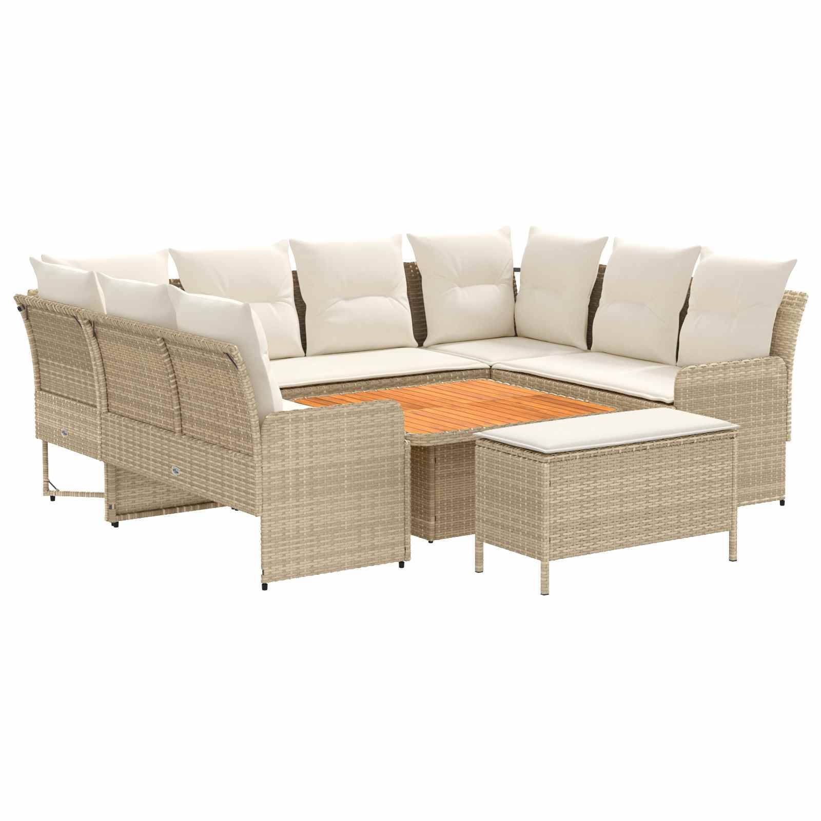 vidaXL Möbelsets mit Kissen 7 pcs Beige und Creme PE-Rattan