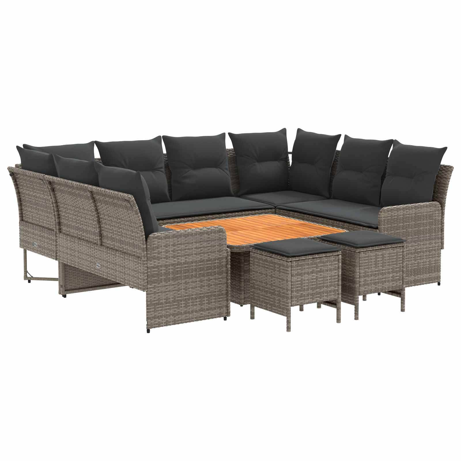 vidaXL Möbelsets mit Kissen 8 pcs Grau und Dunkelgrau PE-Rattan