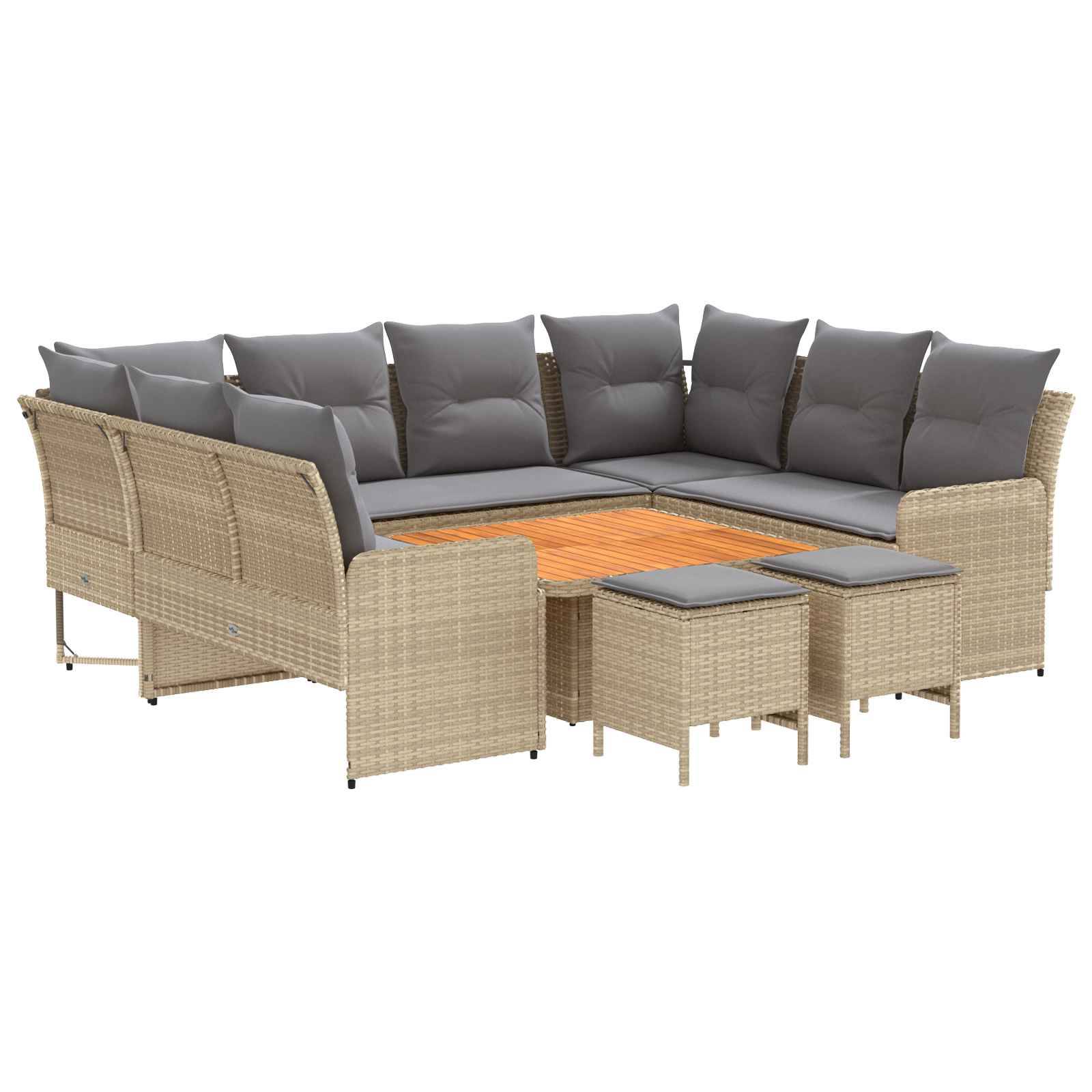 vidaXL Möbelsets mit Kissen 8 pcs Beige und Hellgrau PE-Rattan