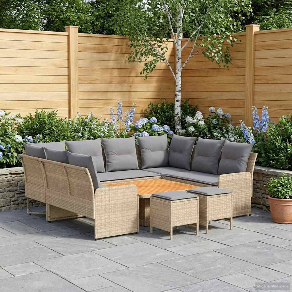 vidaXL Möbelsets mit Kissen 8 pcs Beige und Hellgrau PE-Rattan