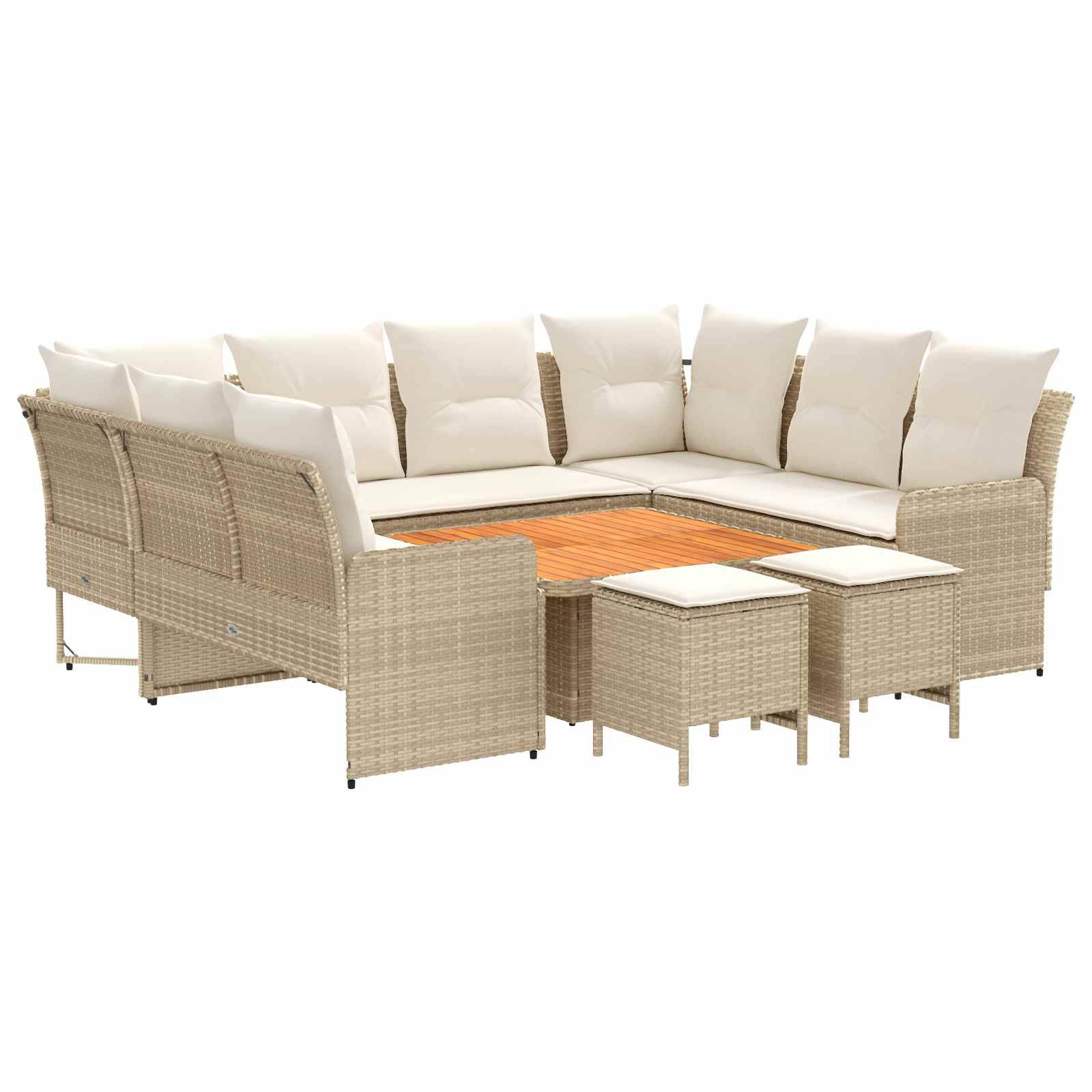 vidaXL Möbelsets mit Kissen 8 pcs Beige und Creme PE-Rattan