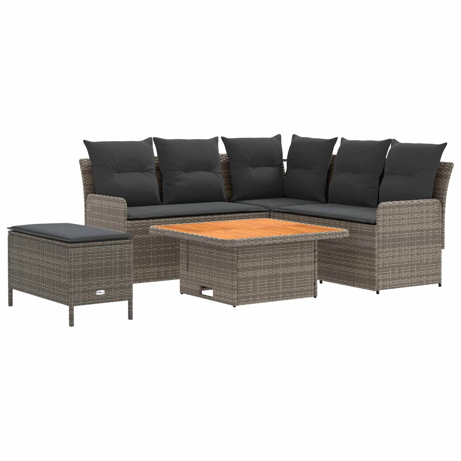 vidaXL Möbelsets mit Kissen 5 pcs Grau und Dunkelgrau PE-Rattan
