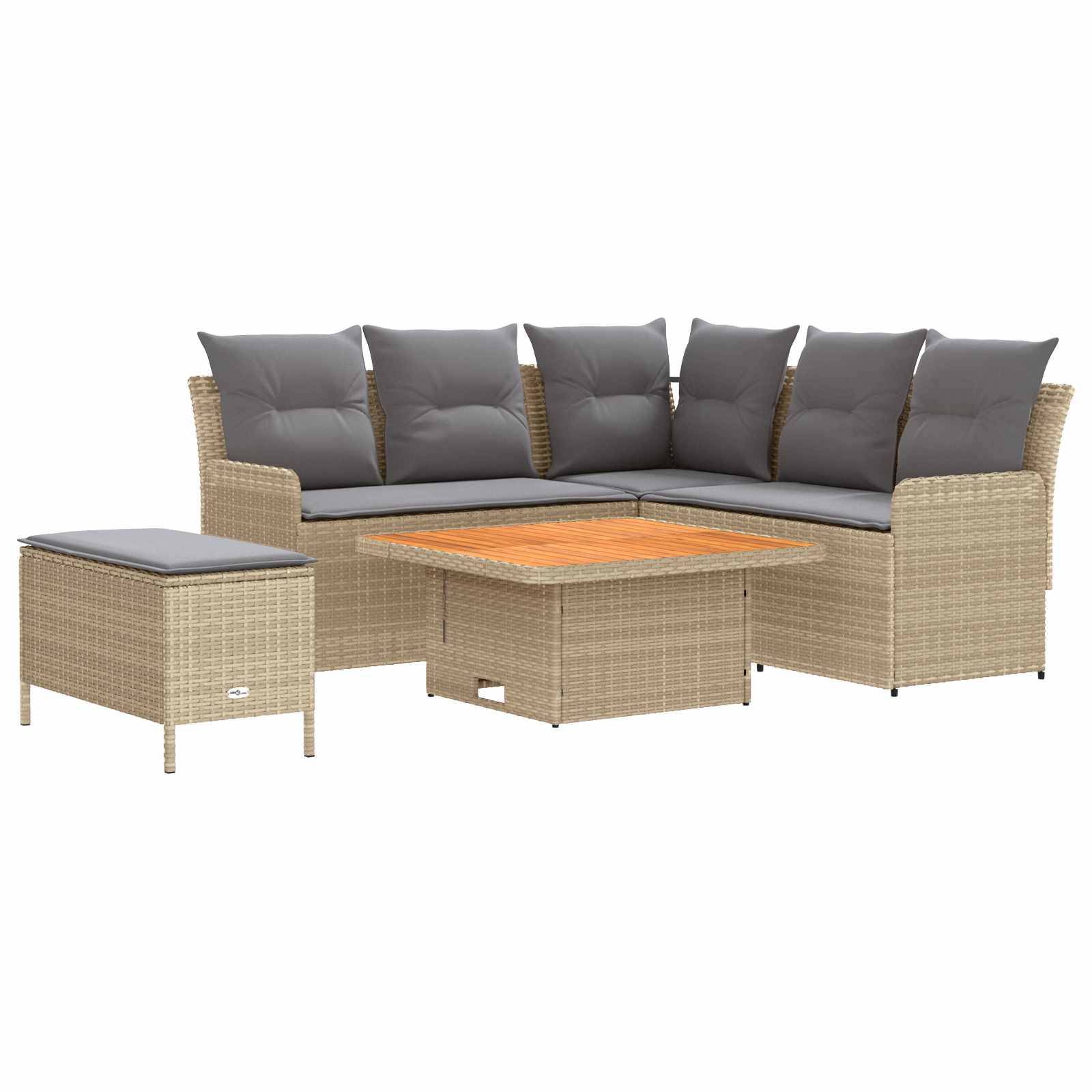 vidaXL Möbelsets mit Kissen 5 pcs Beige und Hellgrau PE-Rattan