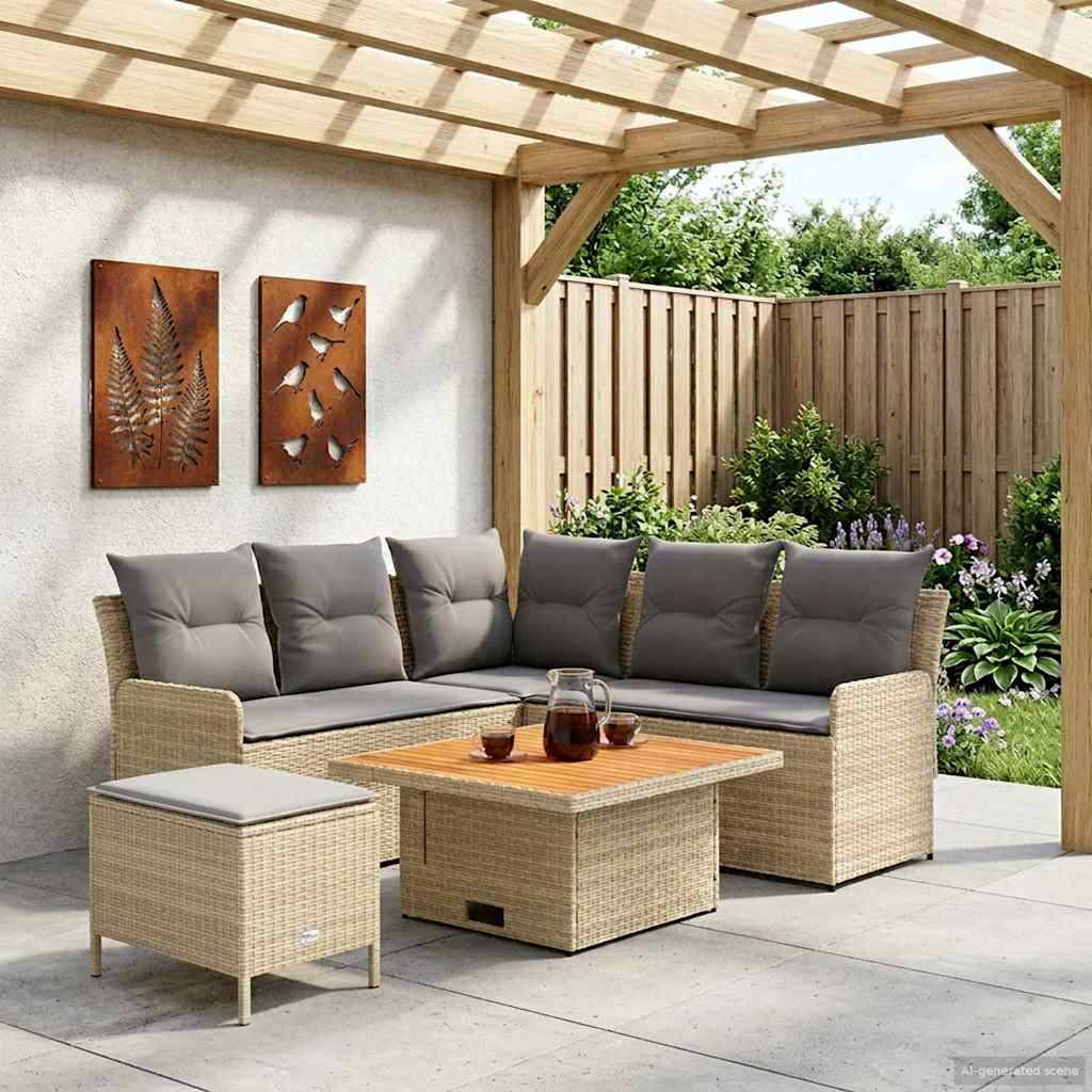 vidaXL Möbelsets mit Kissen 5 pcs Beige und Hellgrau PE-Rattan