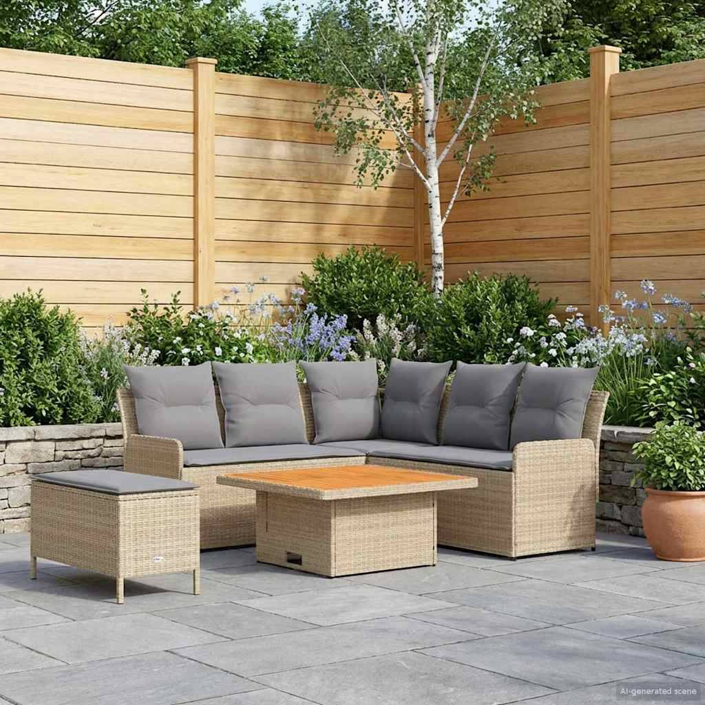 vidaXL Möbelsets mit Kissen 5 pcs Beige und Hellgrau PE-Rattan