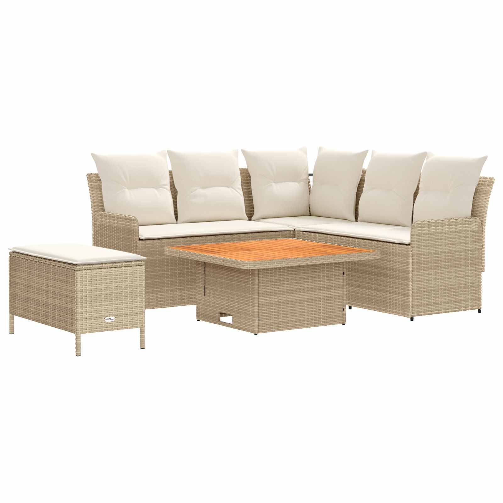vidaXL Möbelsets mit Kissen 5 pcs Beige und Creme PE-Rattan