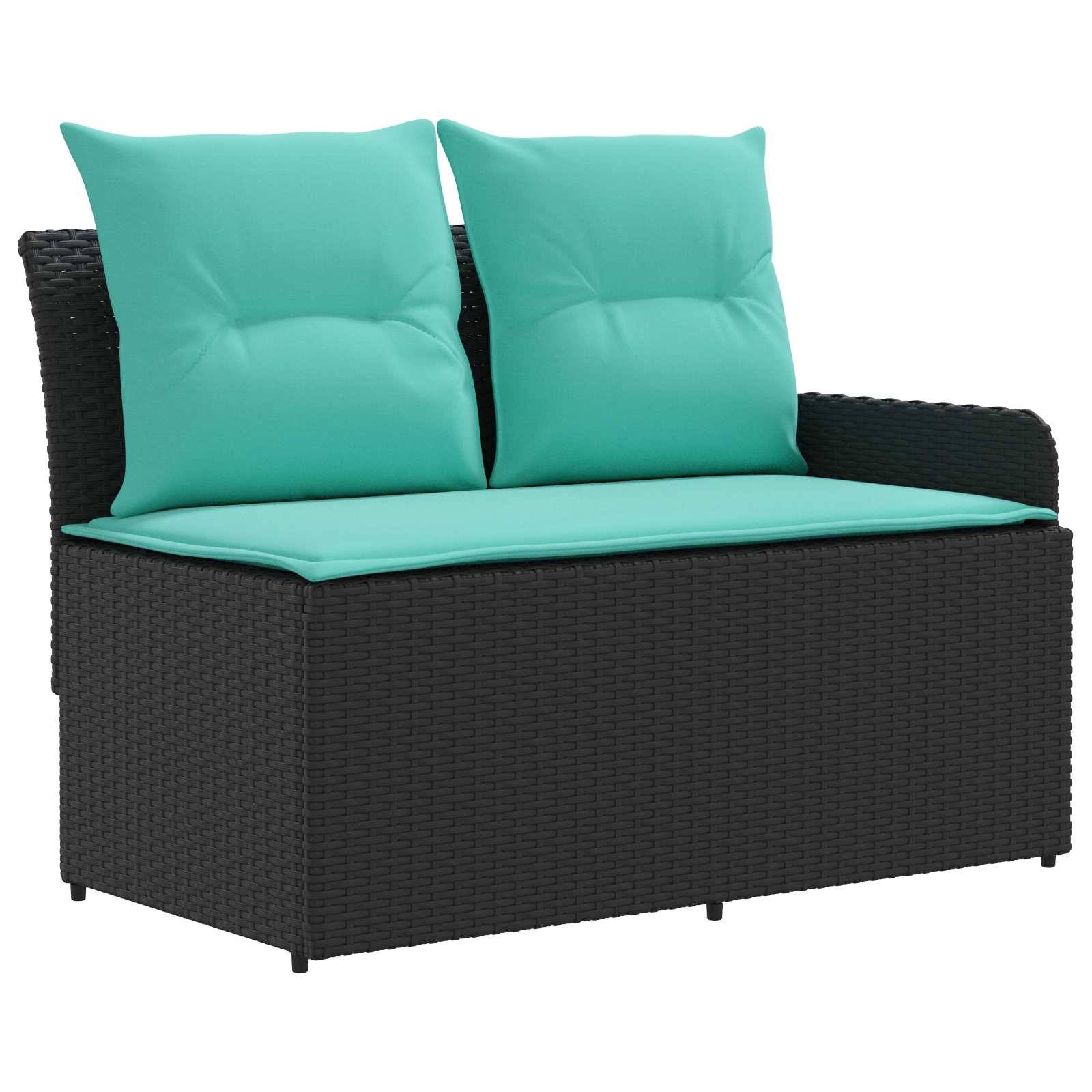 vidaXL Möbelsets mit Kissen 7 pcs Schwarz und Türkis PE-Rattan
