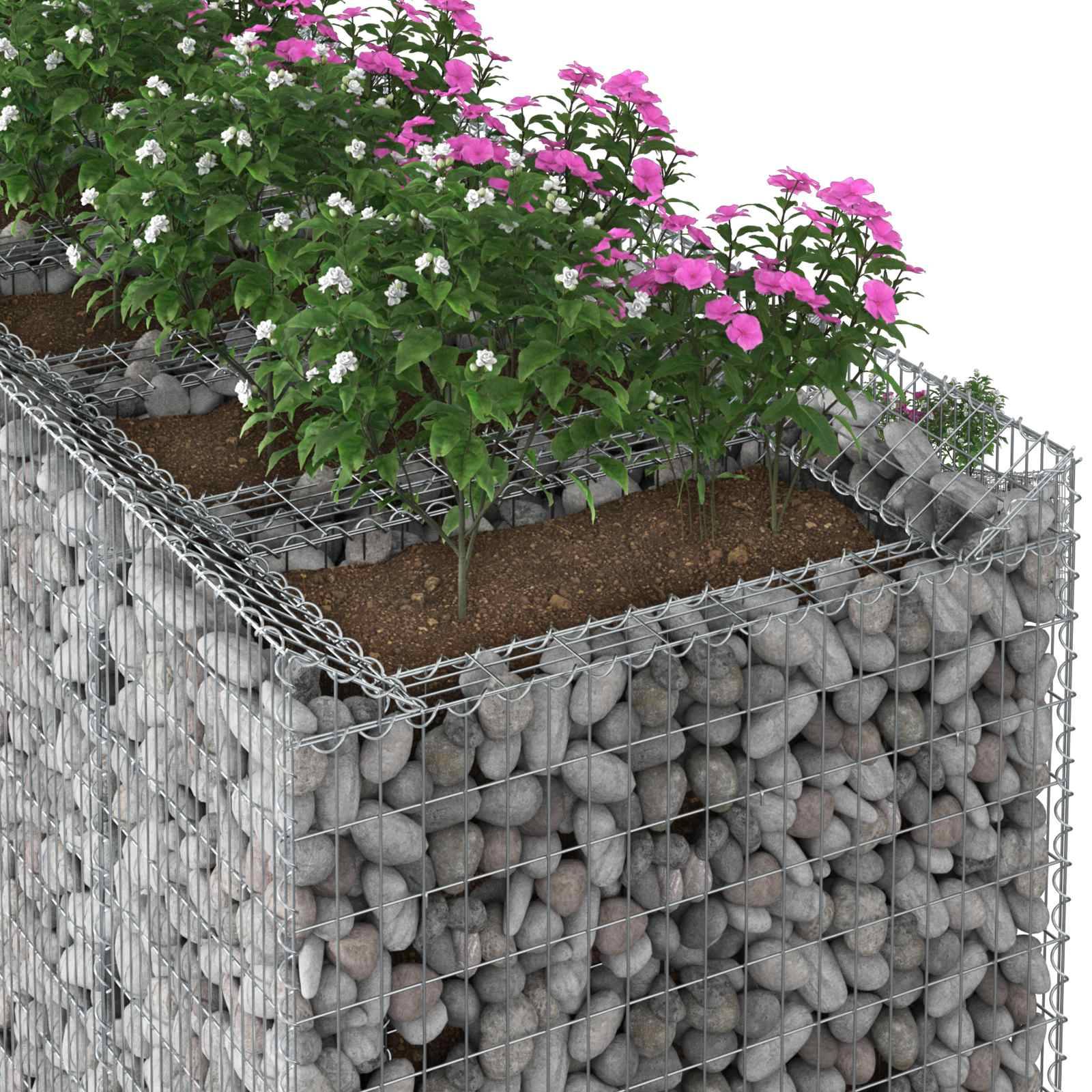 vidaXL Gabionen-Hochbeet 2 pcs Silber