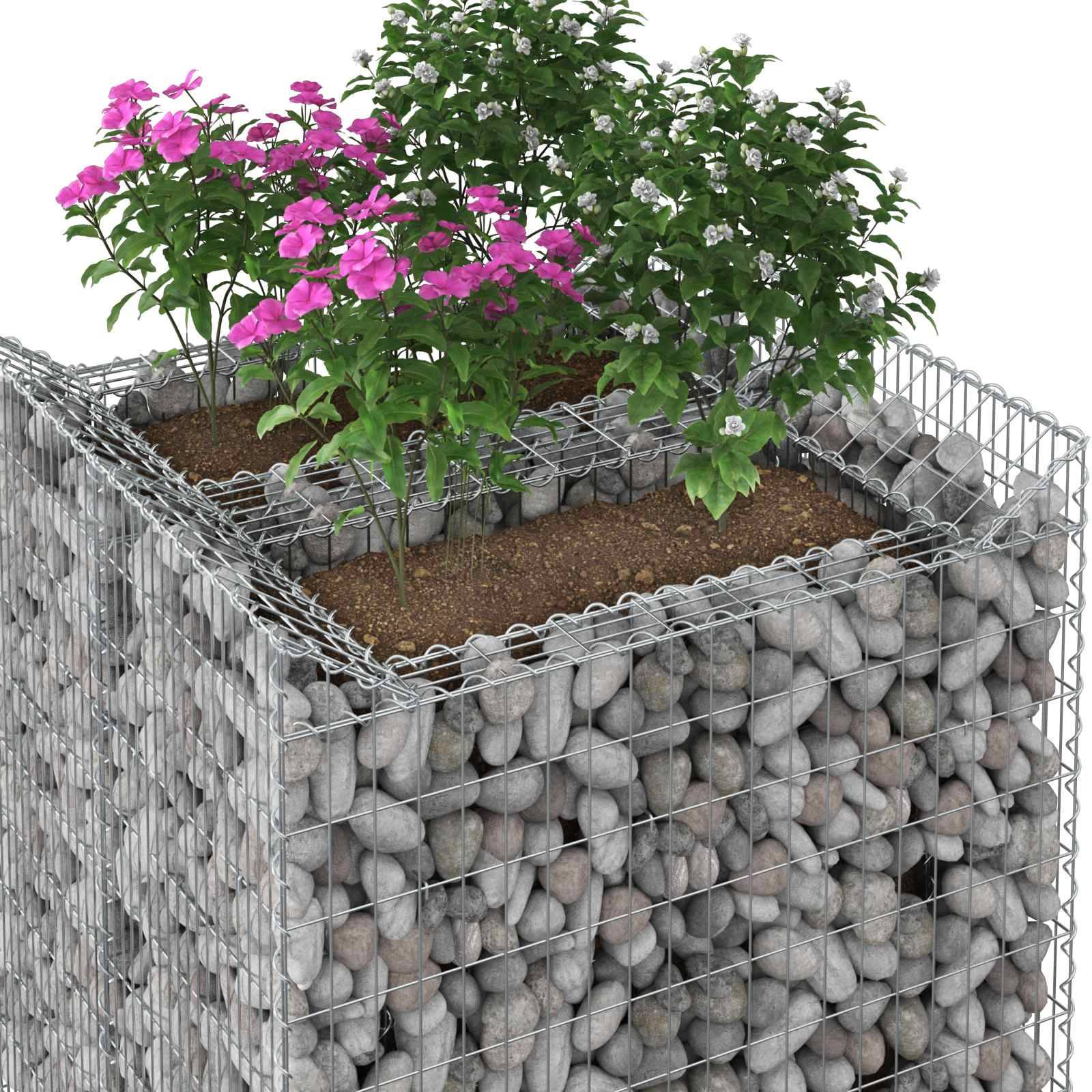 vidaXL Gabionen-Hochbeet 2 pcs Silber