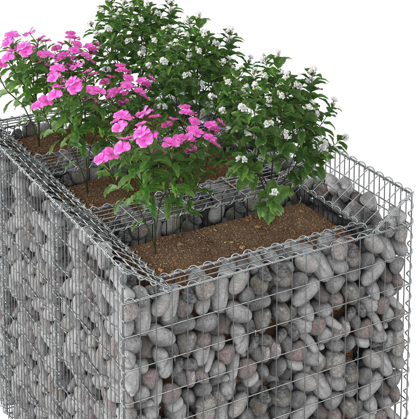 vidaXL Gabionen-Hochbeet 2 pcs Silber