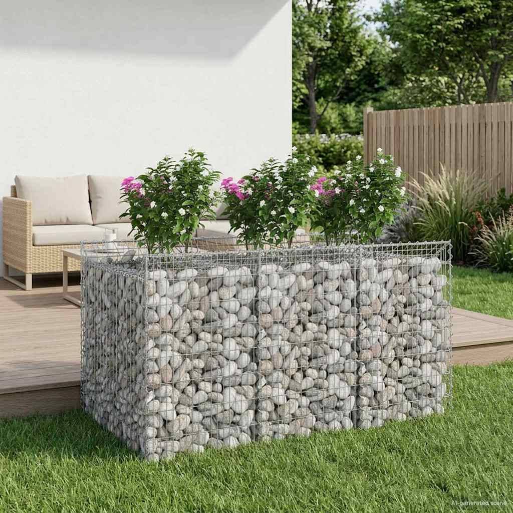 vidaXL Gabionen-Hochbeet 2 pcs Silber