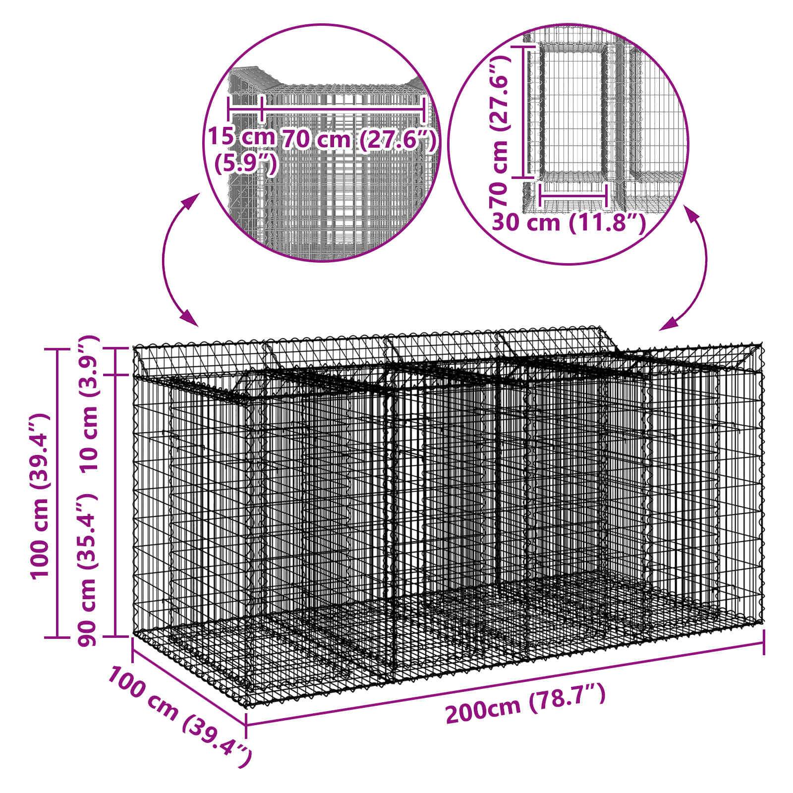 vidaXL Gabionen-Hochbeet 2 pcs Silber