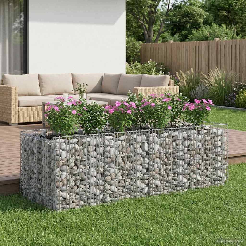 vidaXL Gabionen-Hochbeet 2 pcs Silber