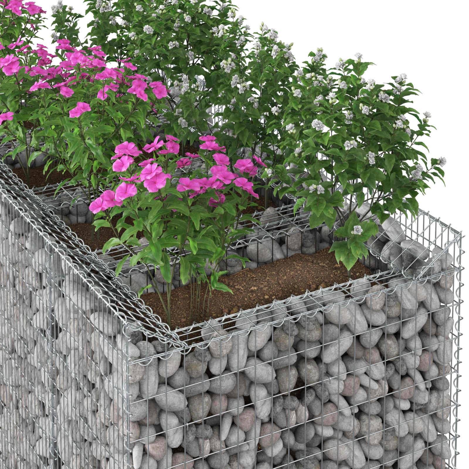 vidaXL Gabionen-Hochbeet 2 pcs Silber