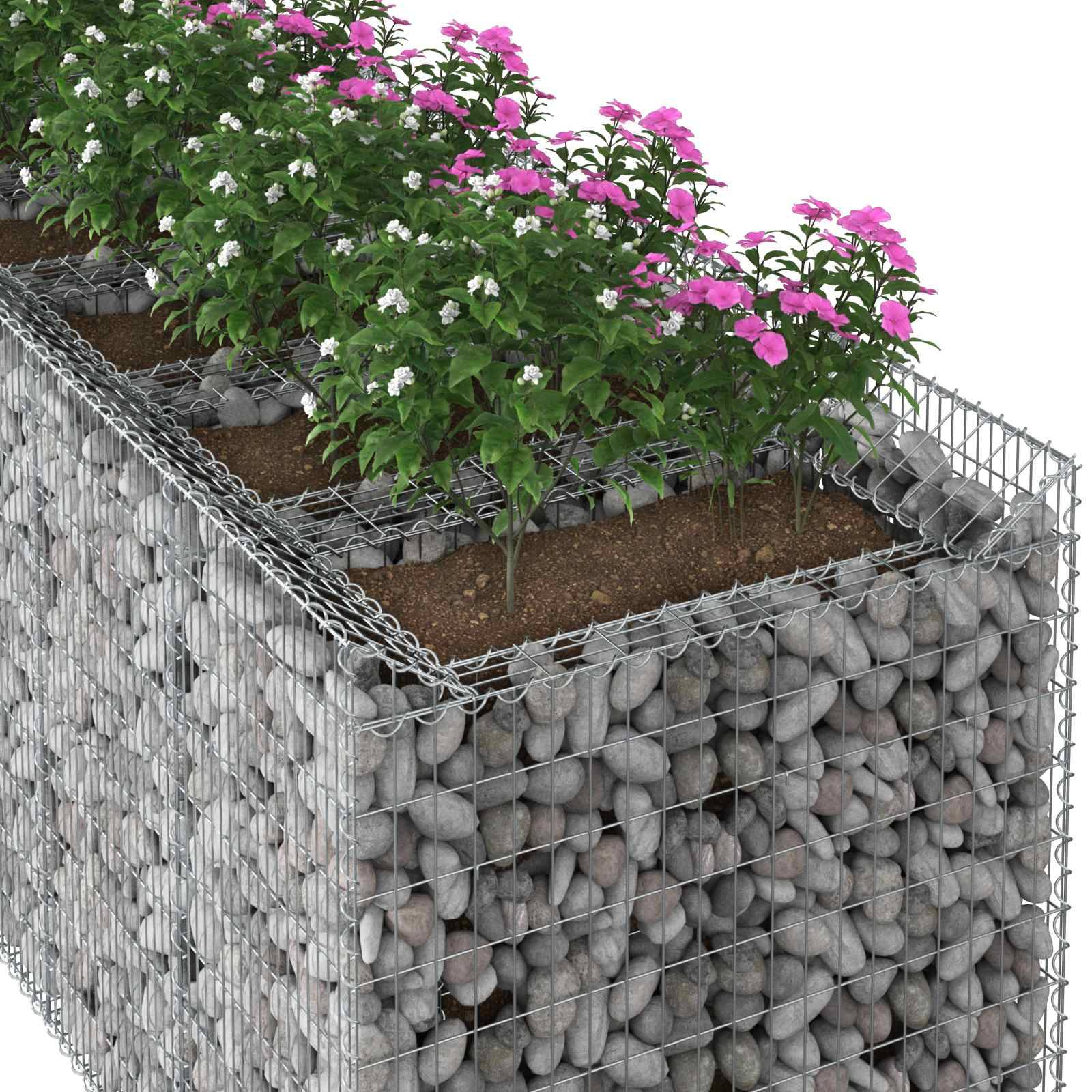 vidaXL Gabionen-Hochbeet 3 pcs Silber