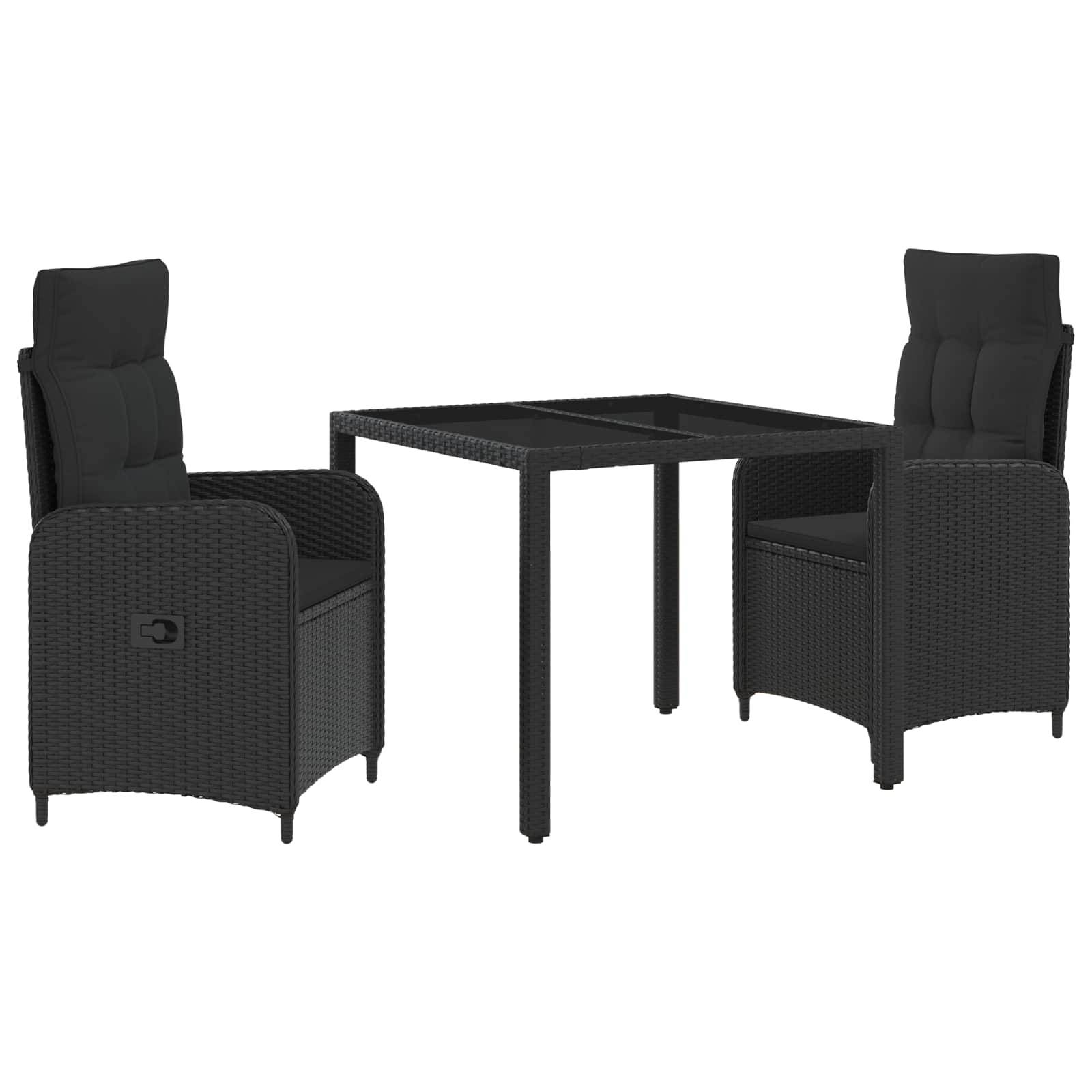 vidaXL Outdoortisch-Set 3 pcs PE Rattan und pulverbeschichteter Stahl