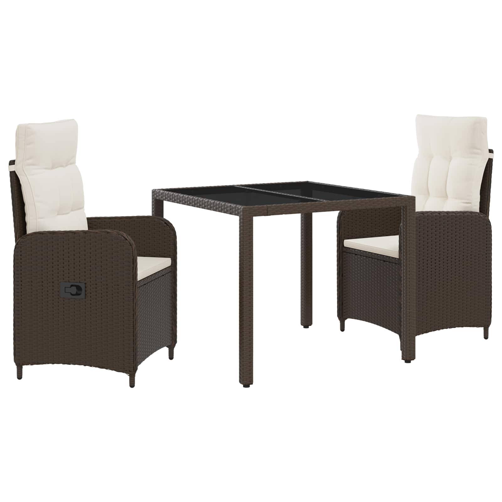 vidaXL Outdoortisch-Set 3 pcs PE Rattan und pulverbeschichteter Stahl