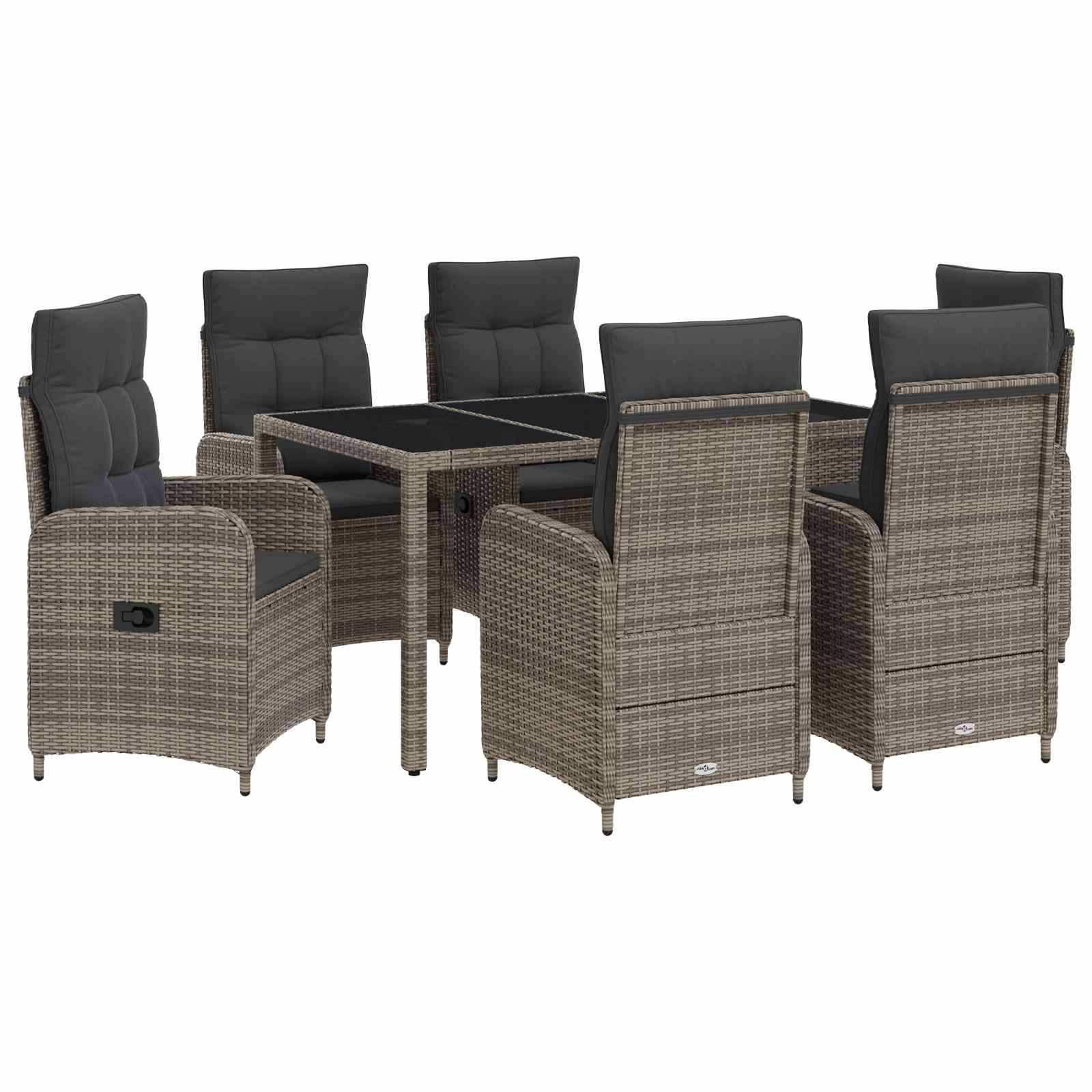 vidaXL Outdoortisch-Set 7 pcs PE Rattan und pulverbeschichteter Stahl