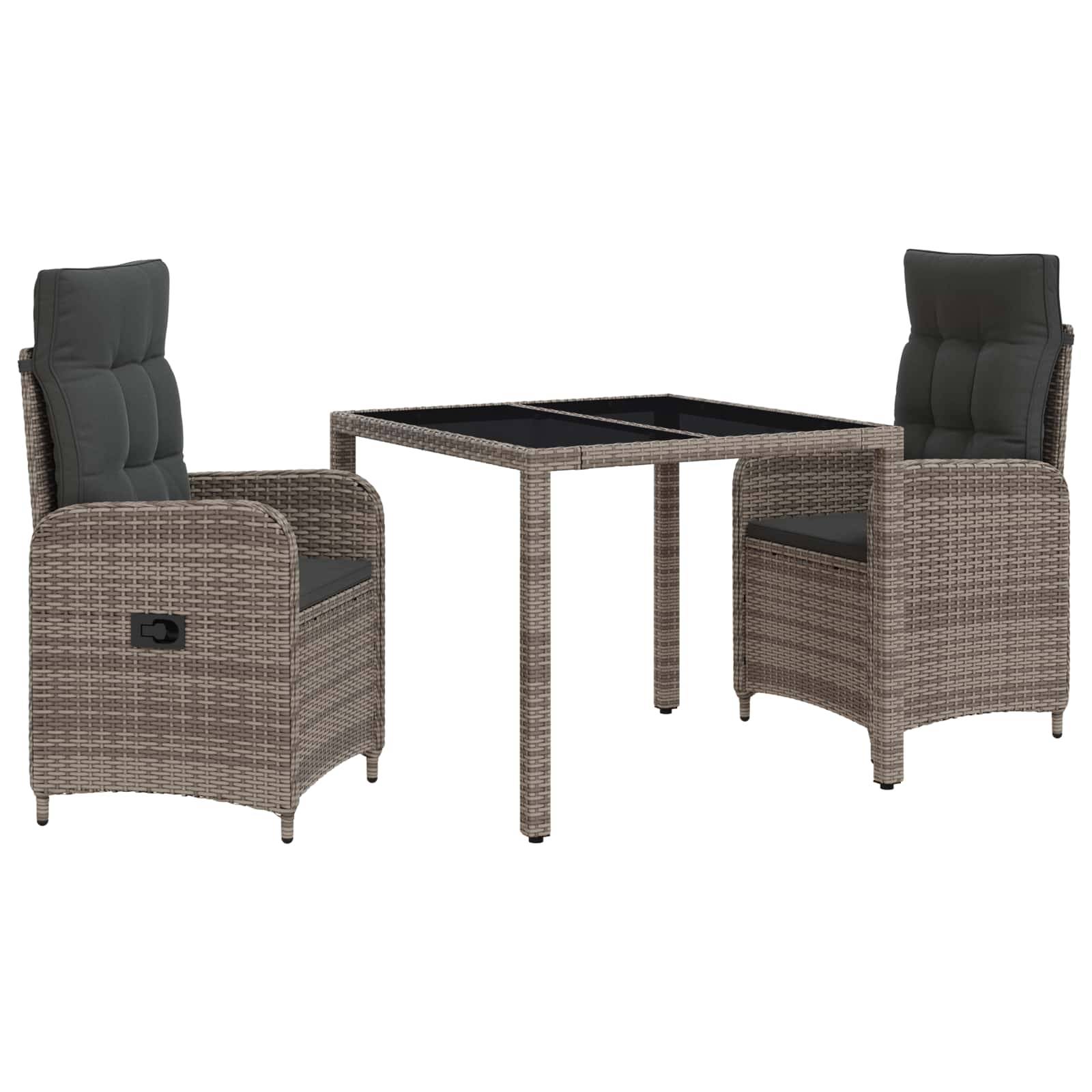 vidaXL Outdoortisch-Set 3 pcs PE Rattan und pulverbeschichteter Stahl