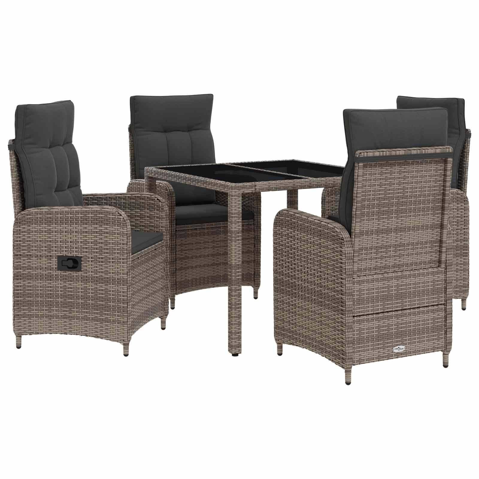 vidaXL Outdoortisch-Set 5 pcs PE Rattan und pulverbeschichteter Stahl