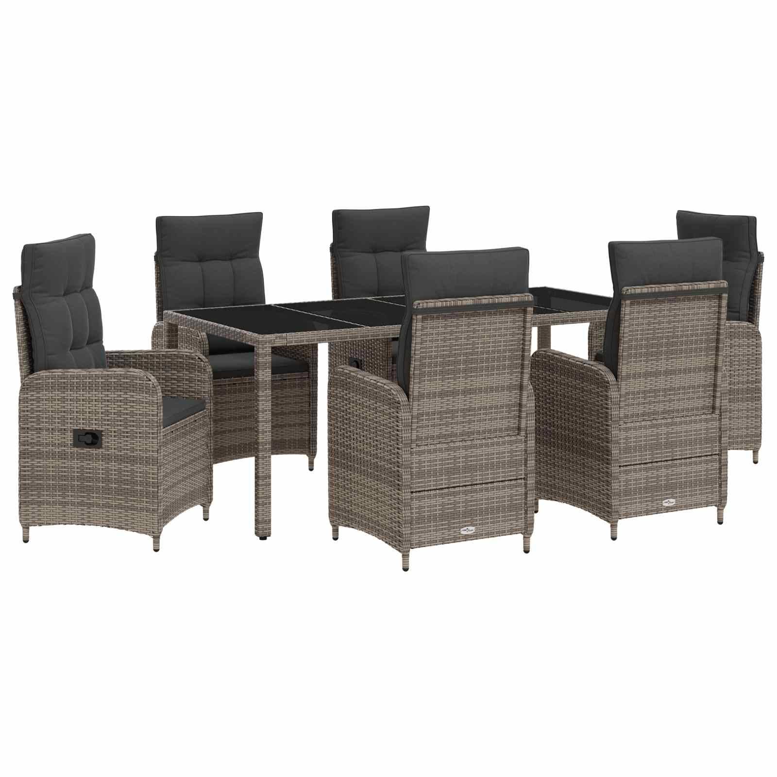 vidaXL Outdoortisch-Set 7 pcs PE Rattan und pulverbeschichteter Stahl