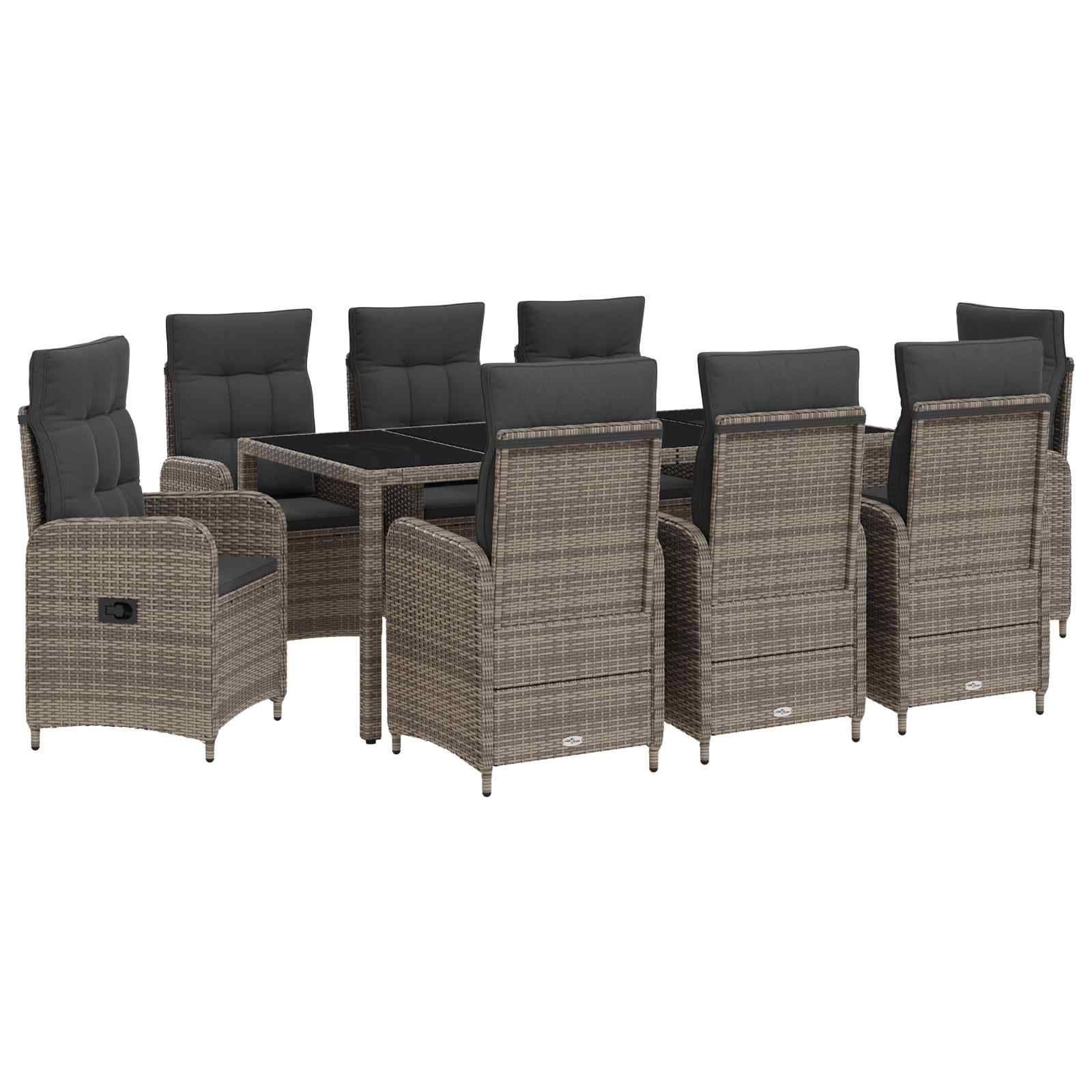 vidaXL Outdoortisch-Set 9 pcs PE Rattan und pulverbeschichteter Stahl