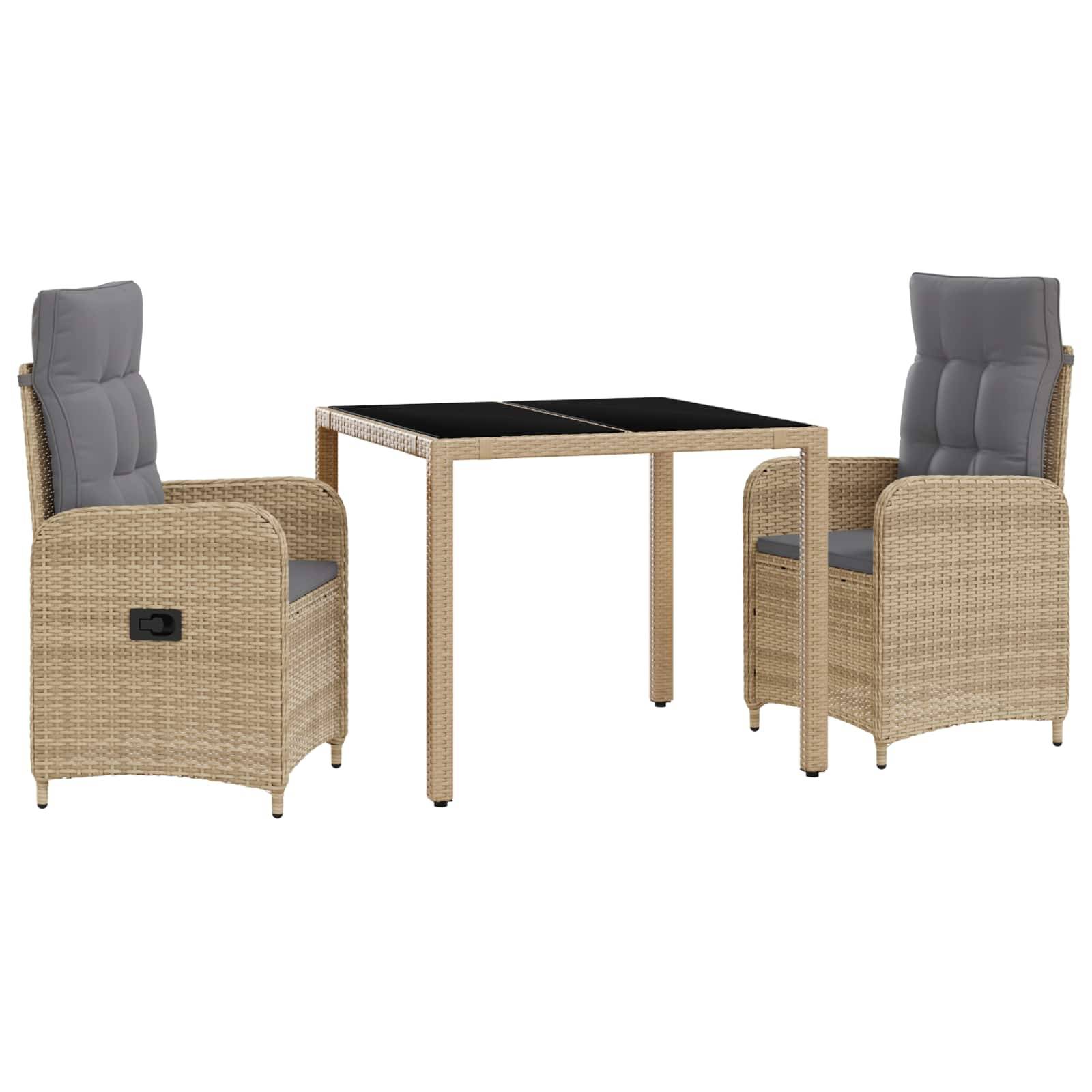 vidaXL Outdoortisch-Set mit Kissen 3 pcs Beige und Hellgrau