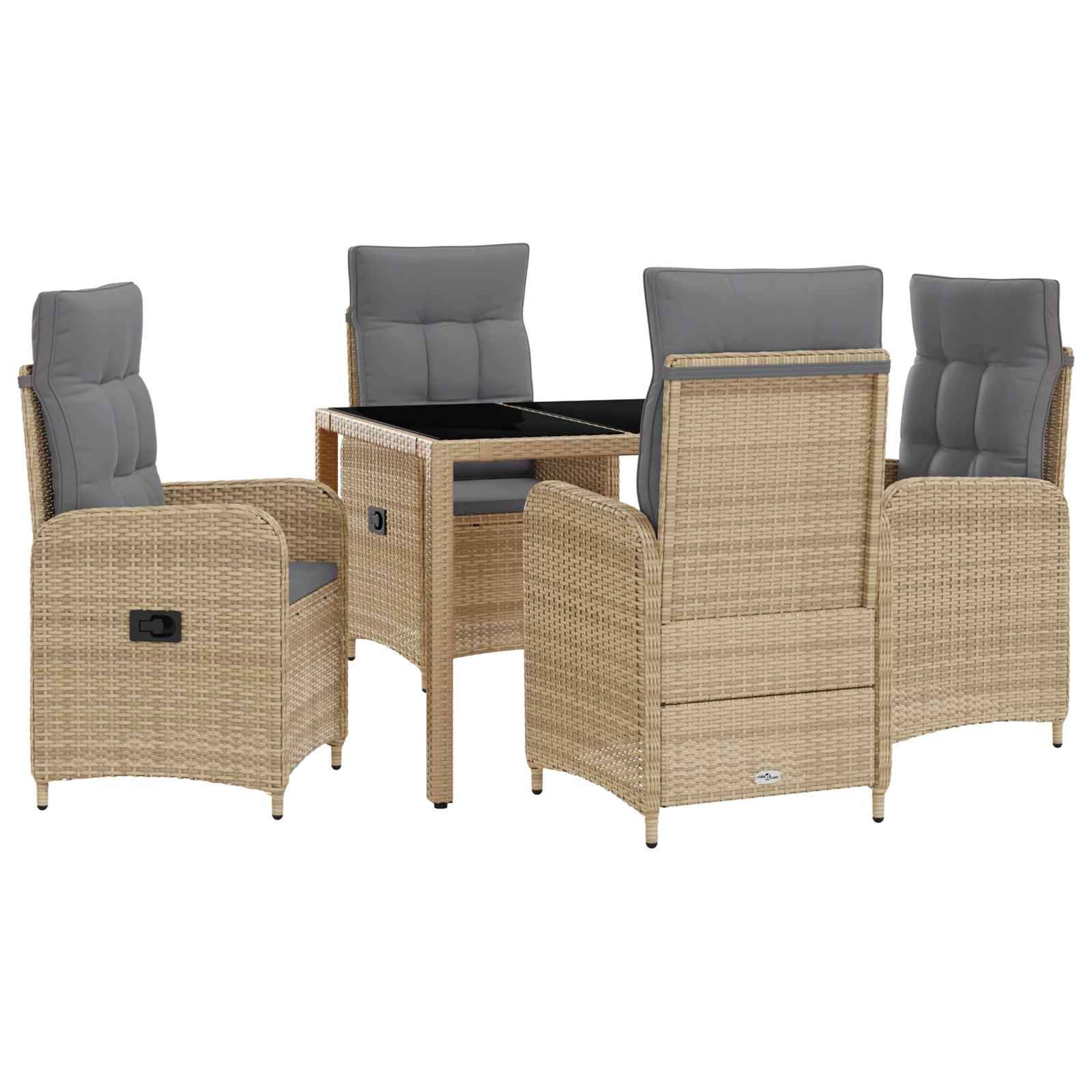 vidaXL Outdoortisch-Set mit Kissen 5 pcs Beige und Hellgrau