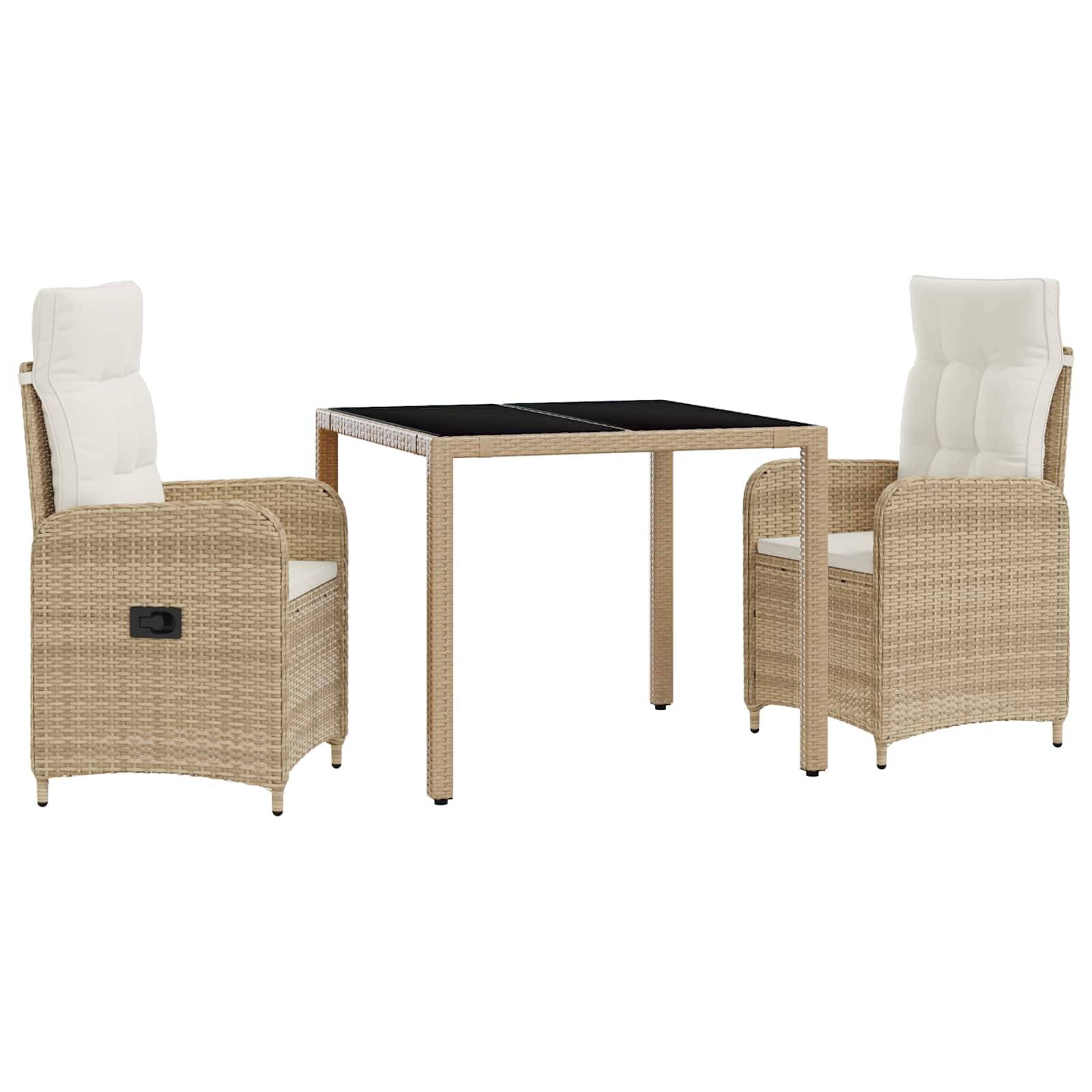 vidaXL Outdoortisch-Set mit Kissen 3 pcs Beige und Cremeweiß