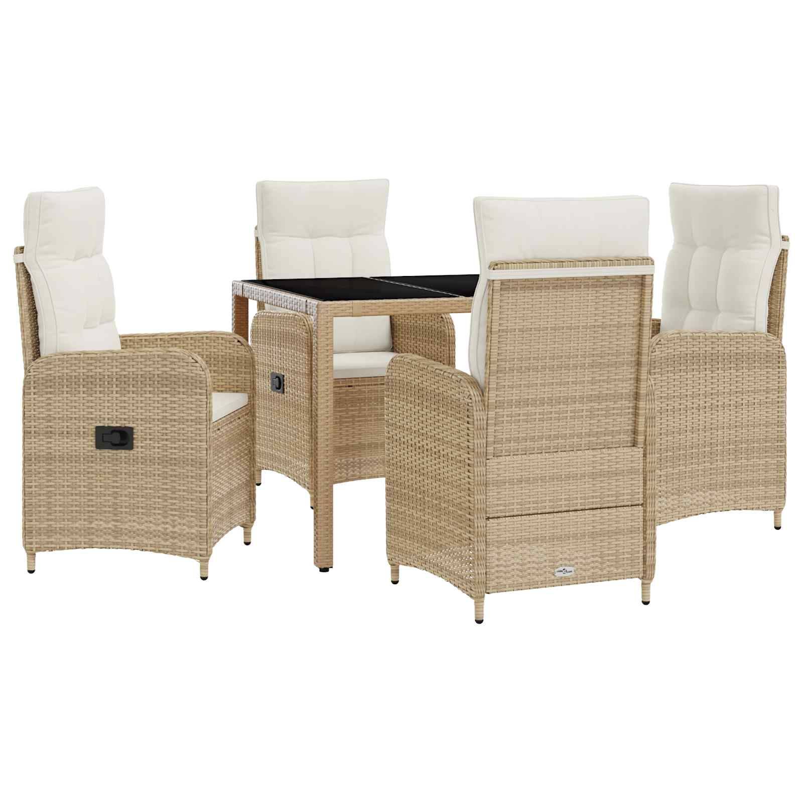 vidaXL Outdoortisch-Set mit Kissen 5 pcs Beige und Cremeweiß