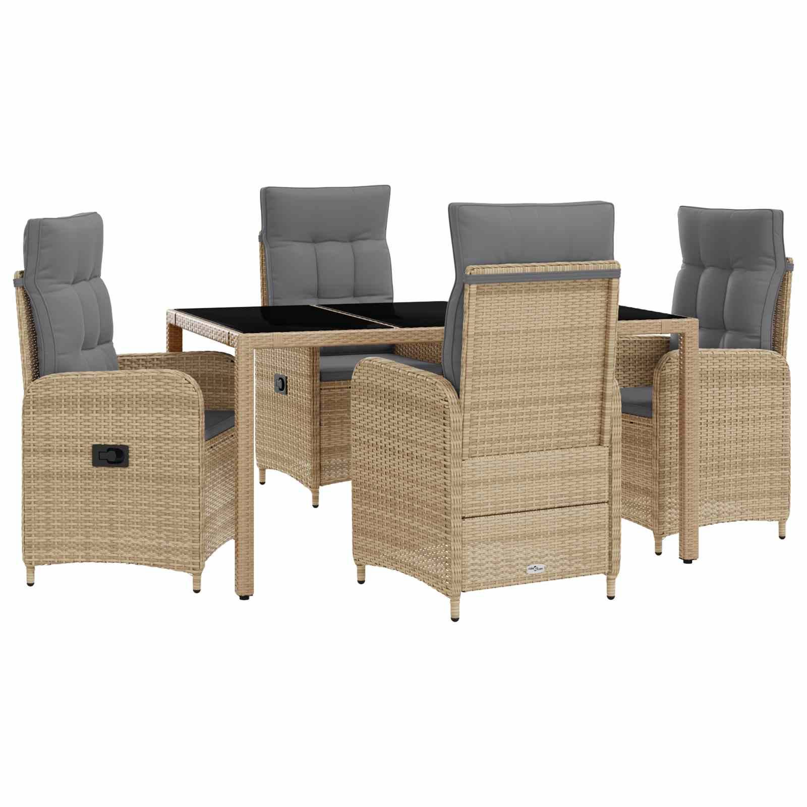 vidaXL Outdoortisch-Set mit Kissen 5 pcs Beige und Hellgrau