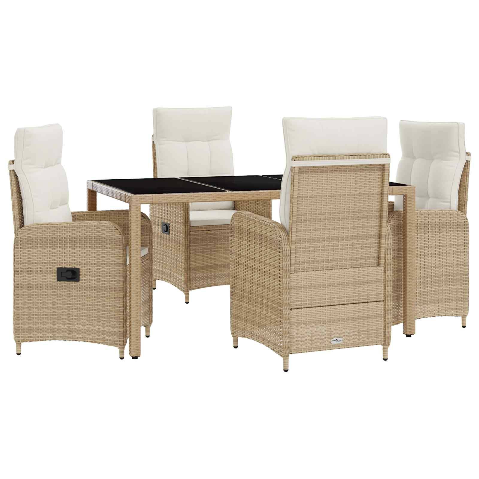 vidaXL Outdoortisch-Set mit Kissen 5 pcs Beige und Cremeweiß