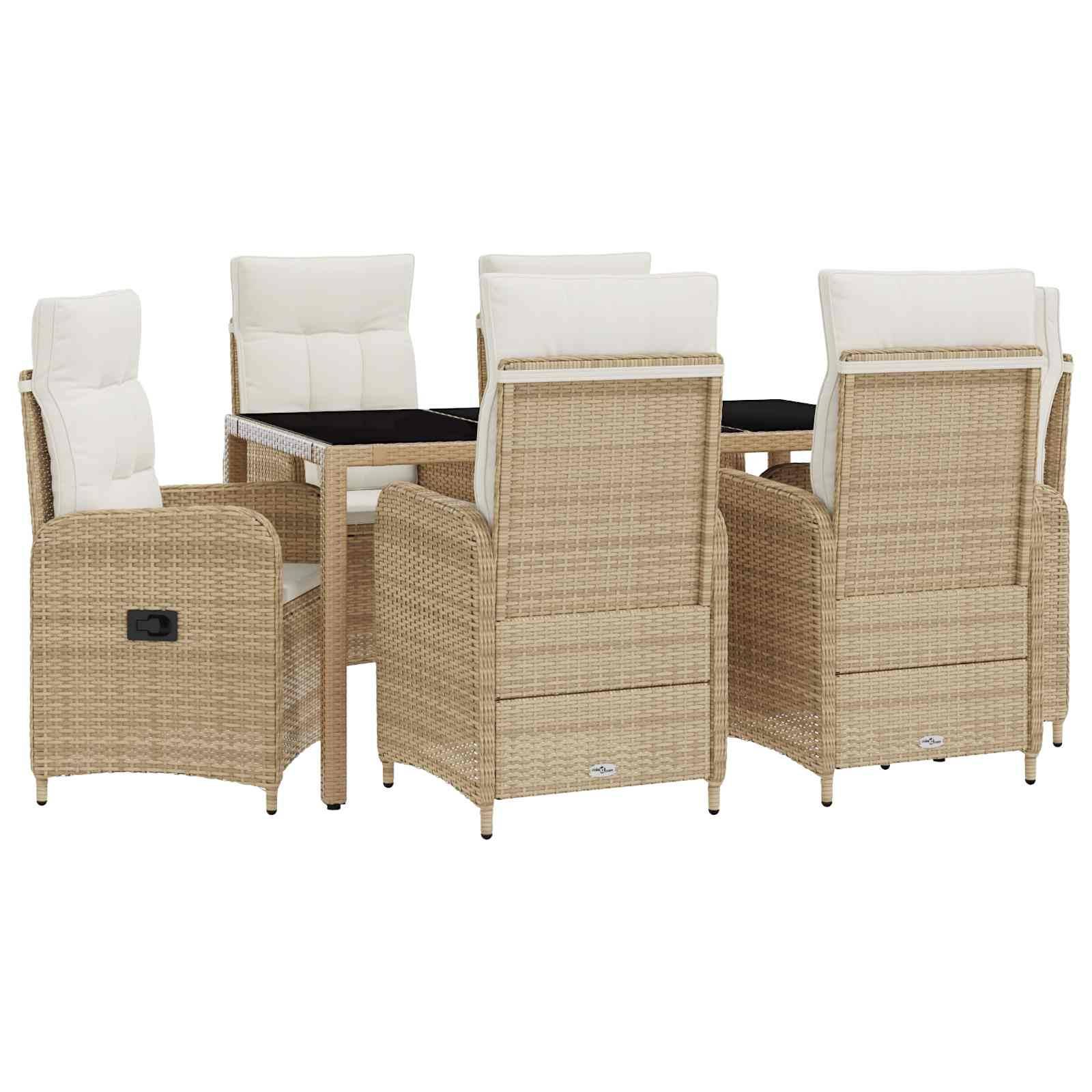 vidaXL Outdoortisch-Set mit Kissen 7 pcs Beige und Cremeweiß