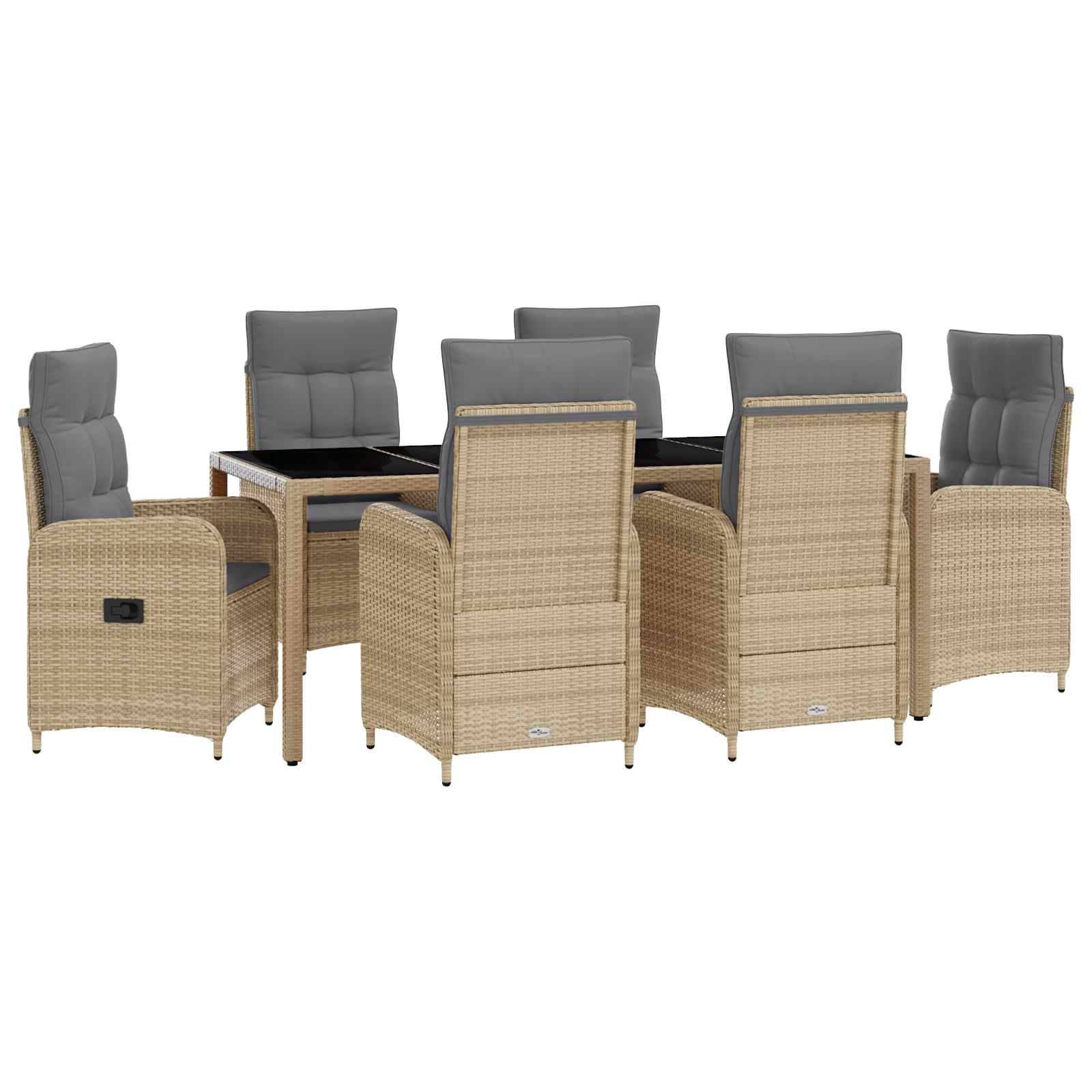 vidaXL Outdoortisch-Set mit Kissen 7 pcs Beige und Hellgrau