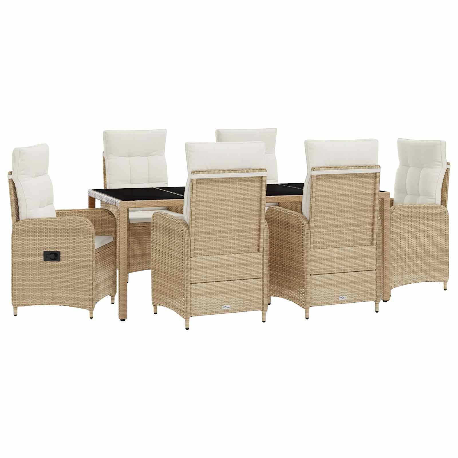 vidaXL Outdoortisch-Set mit Kissen 7 pcs Beige und Cremeweiß
