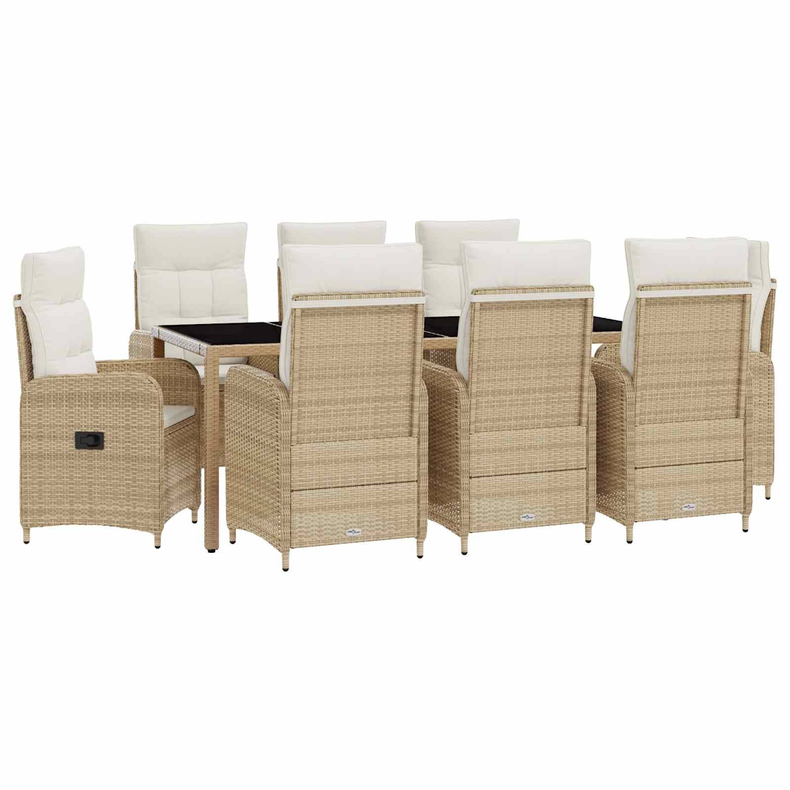 vidaXL Outdoortisch-Set mit Kissen 9 pcs Beige und Cremeweiß