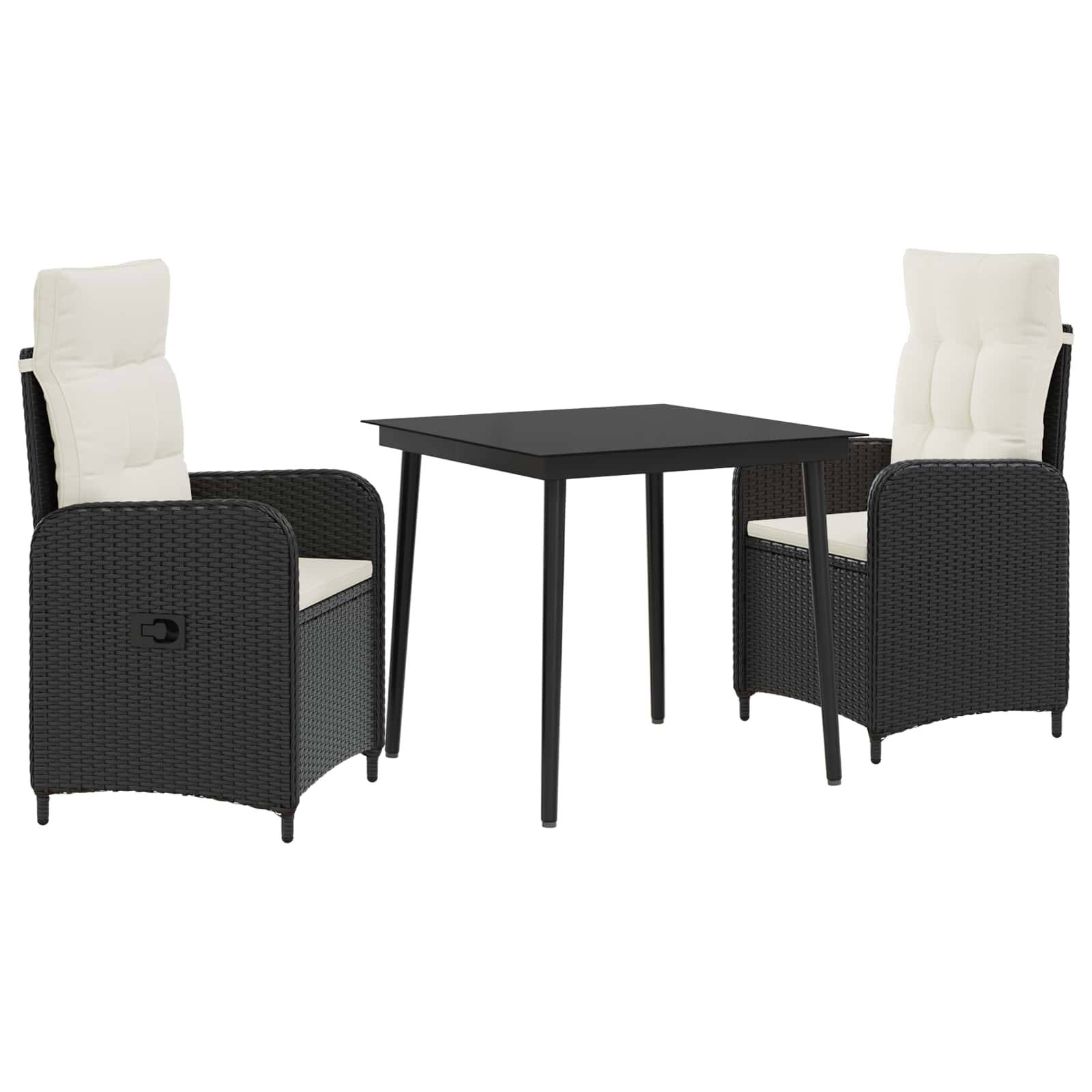 vidaXL Sofa-Tischset mit Kissen mit Kissen 3 pcs Schwarz und Cremeweiß